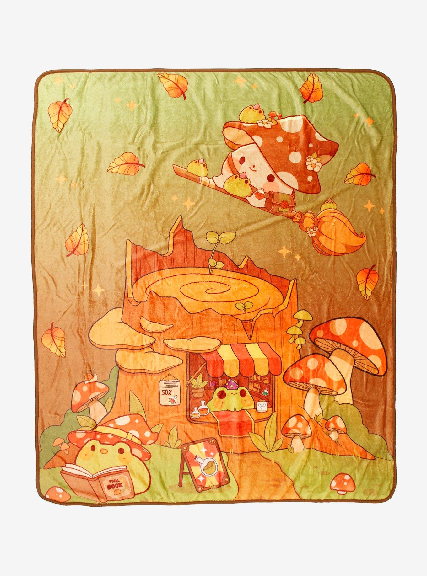 Mushroom Critter Potion Shop Throw Blanket By Rihnlin, , hi-res