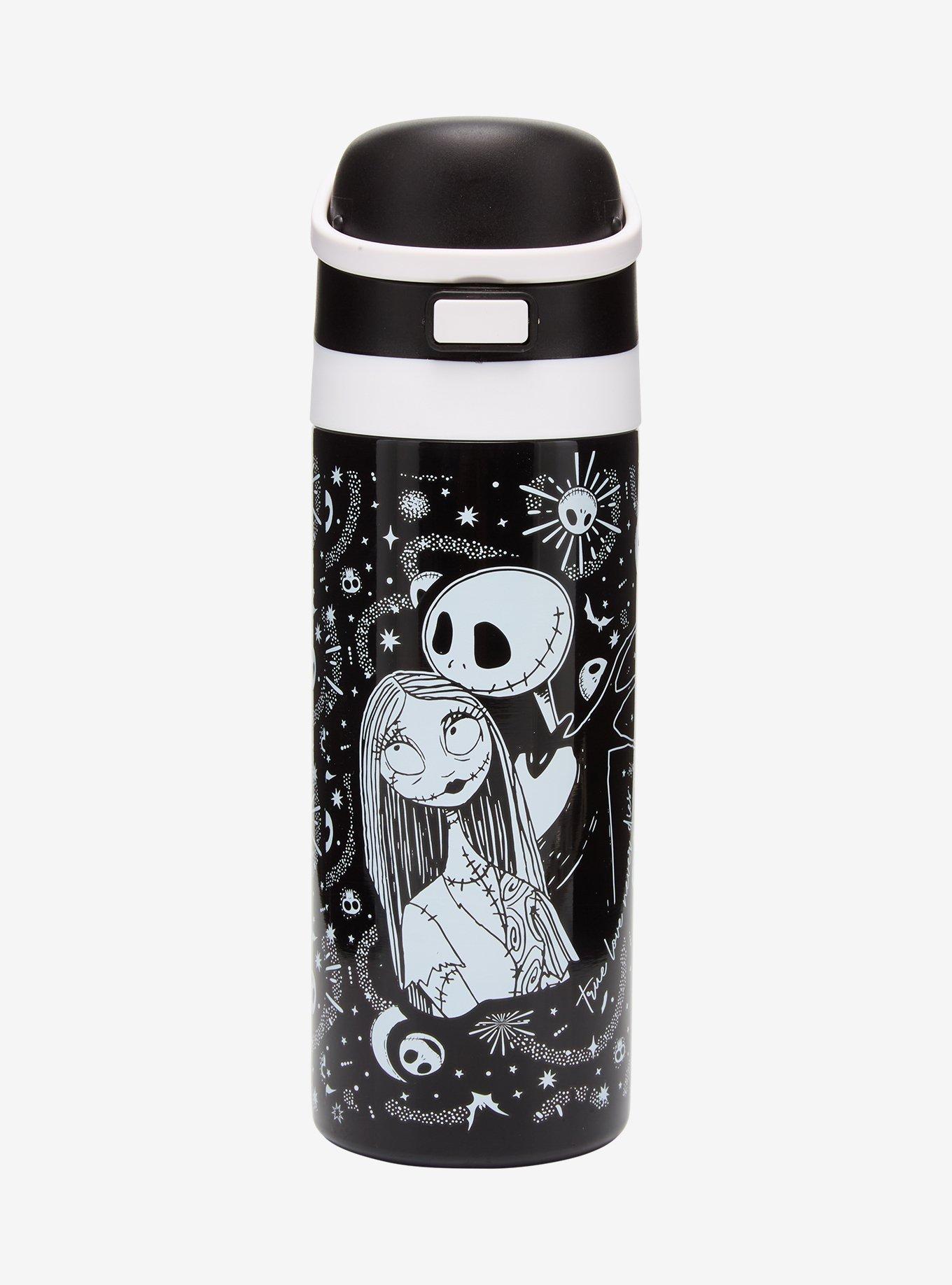 The Nightmare Before Christmas Jack & Sally Allover Print Flip-Top Stainless Steel Water Bottle, , hi-res