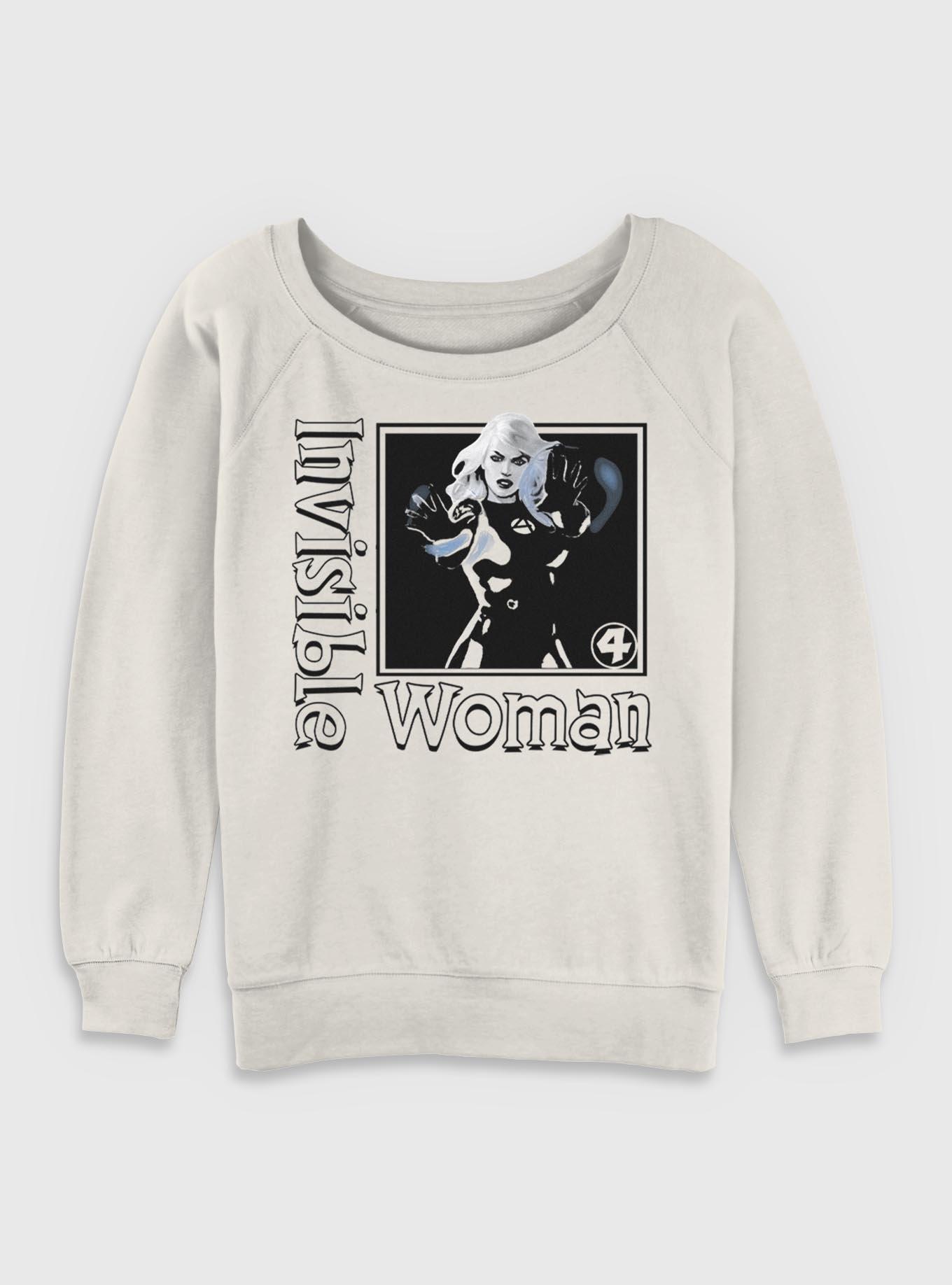 Marvel Fantastic Four Invisible Girl Pose Womens Slouchy Sweatshirt, EGRET, hi-res