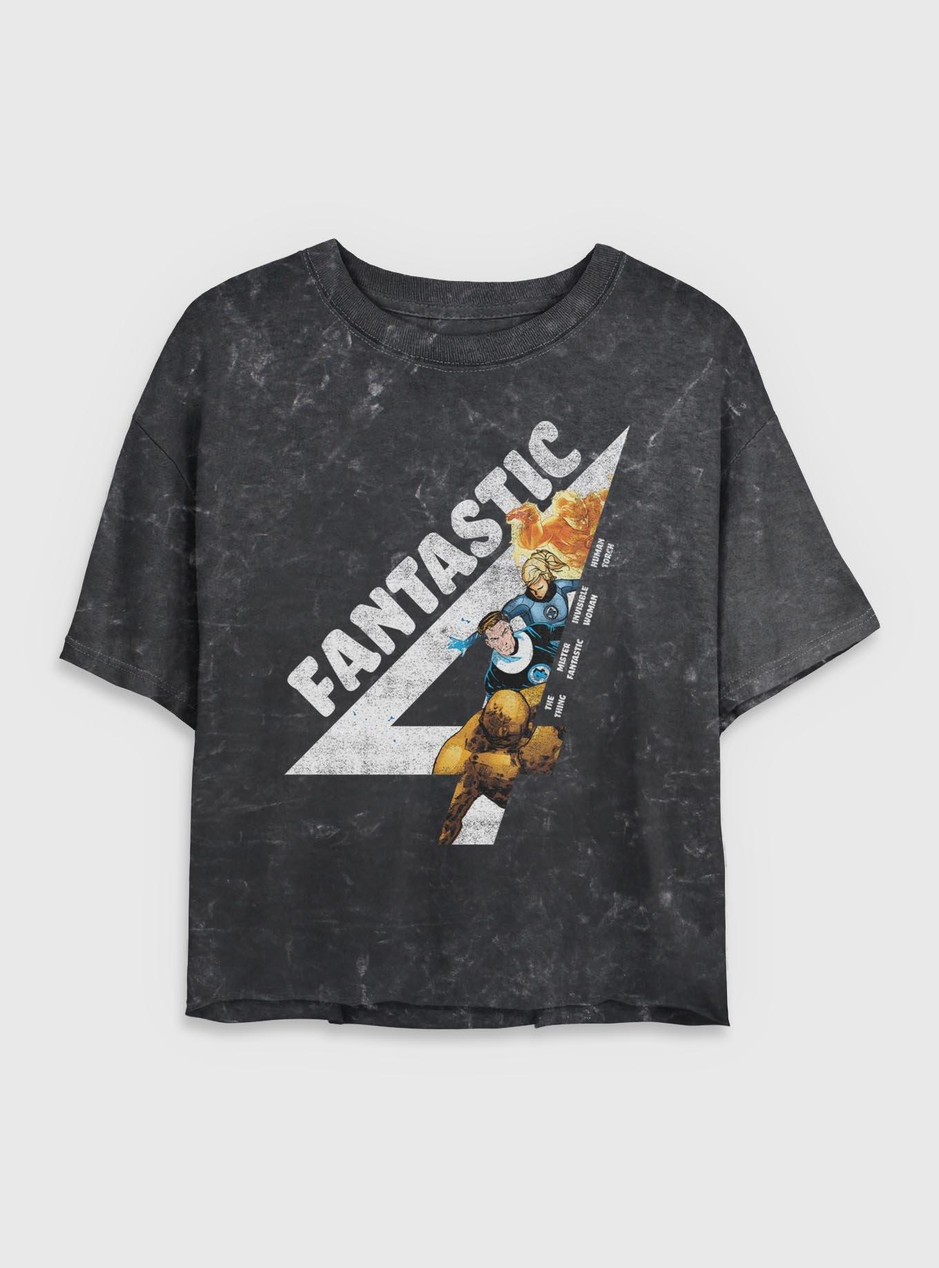 Marvel Fantastic Four Members Vintage Womens Crop Mineral Wash T-Shirt, , hi-res