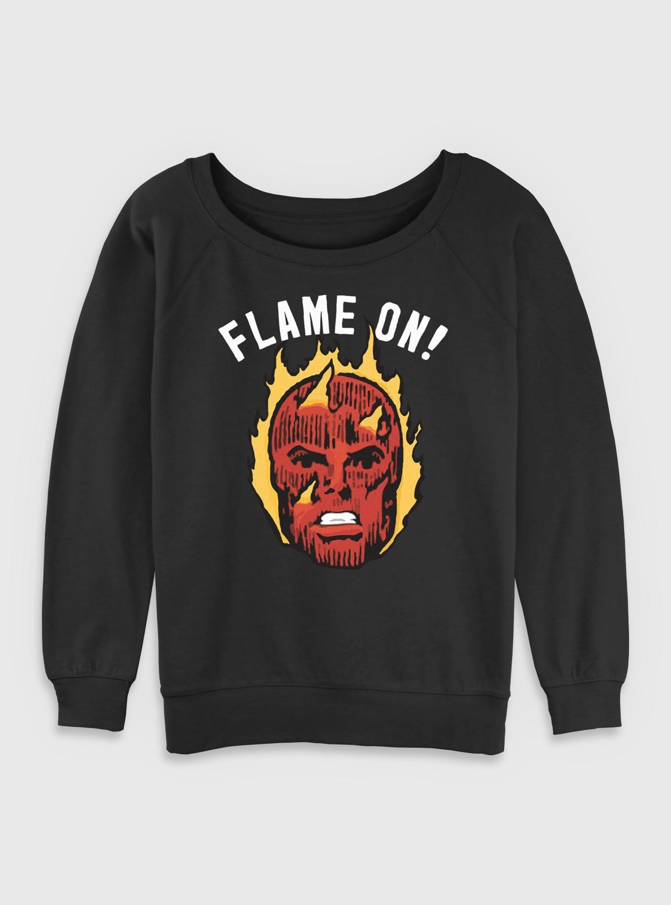 Marvel Fantastic Four Flame On Human Torch Womens Slouchy Sweatshirt, , hi-res