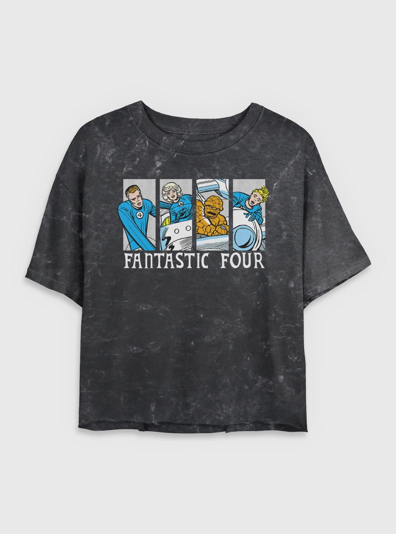 Marvel Fantastic Four Comic Panels Womens Crop Mineral Wash T-Shirt, , hi-res