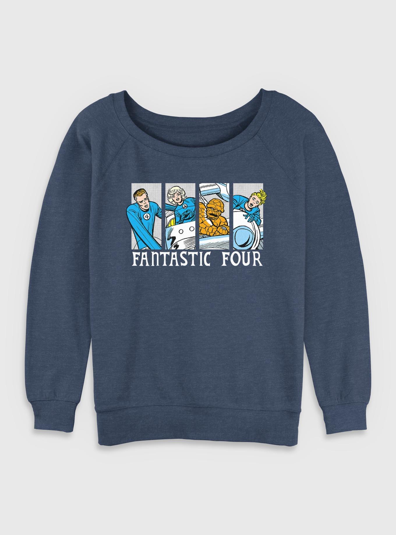 Marvel Fantastic Four Comic Panels Womens Slouchy Sweatshirt, , hi-res