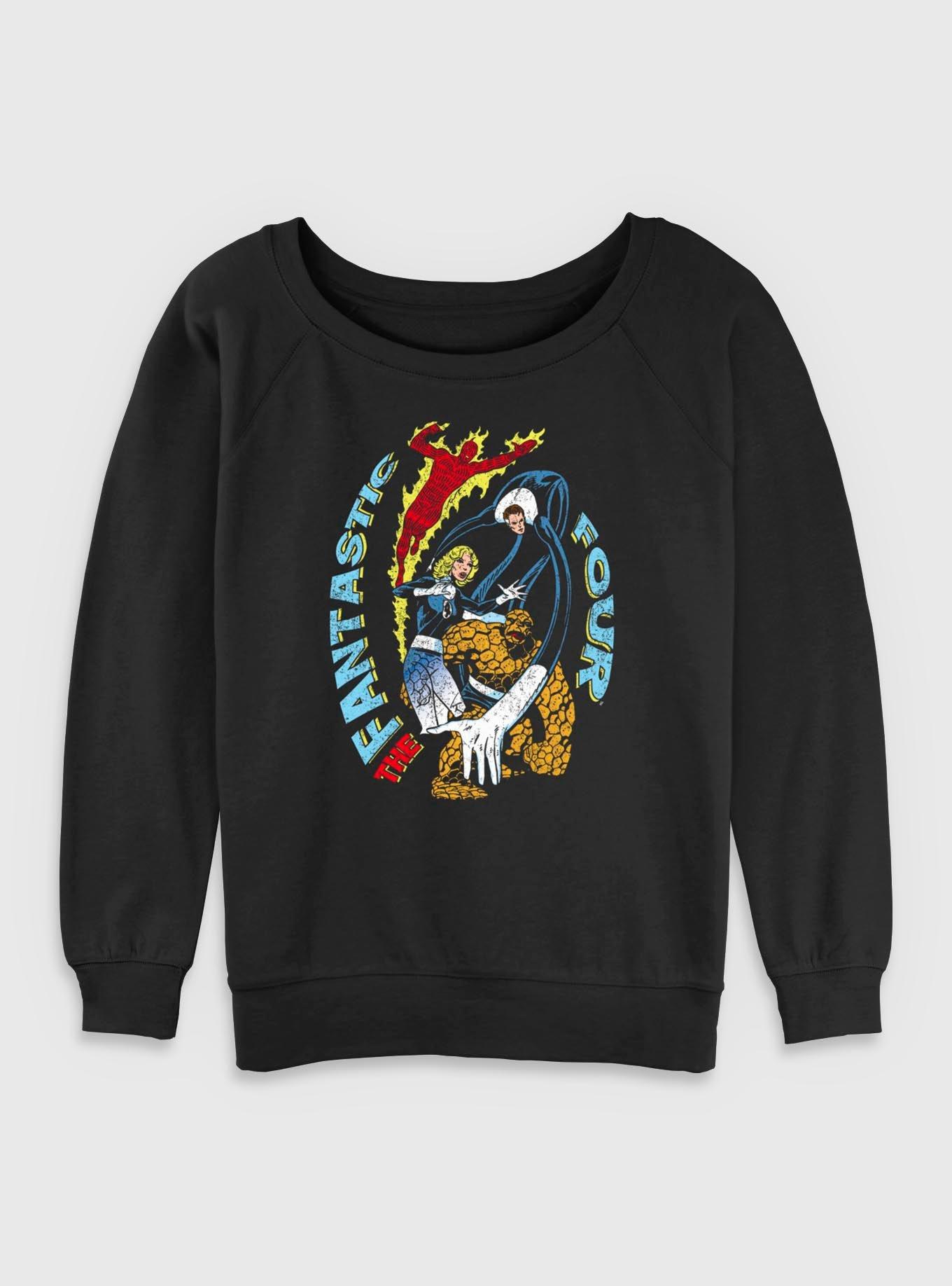 Marvel Fantastic Four Powers Womens Slouchy Sweatshirt, BLACK, hi-res