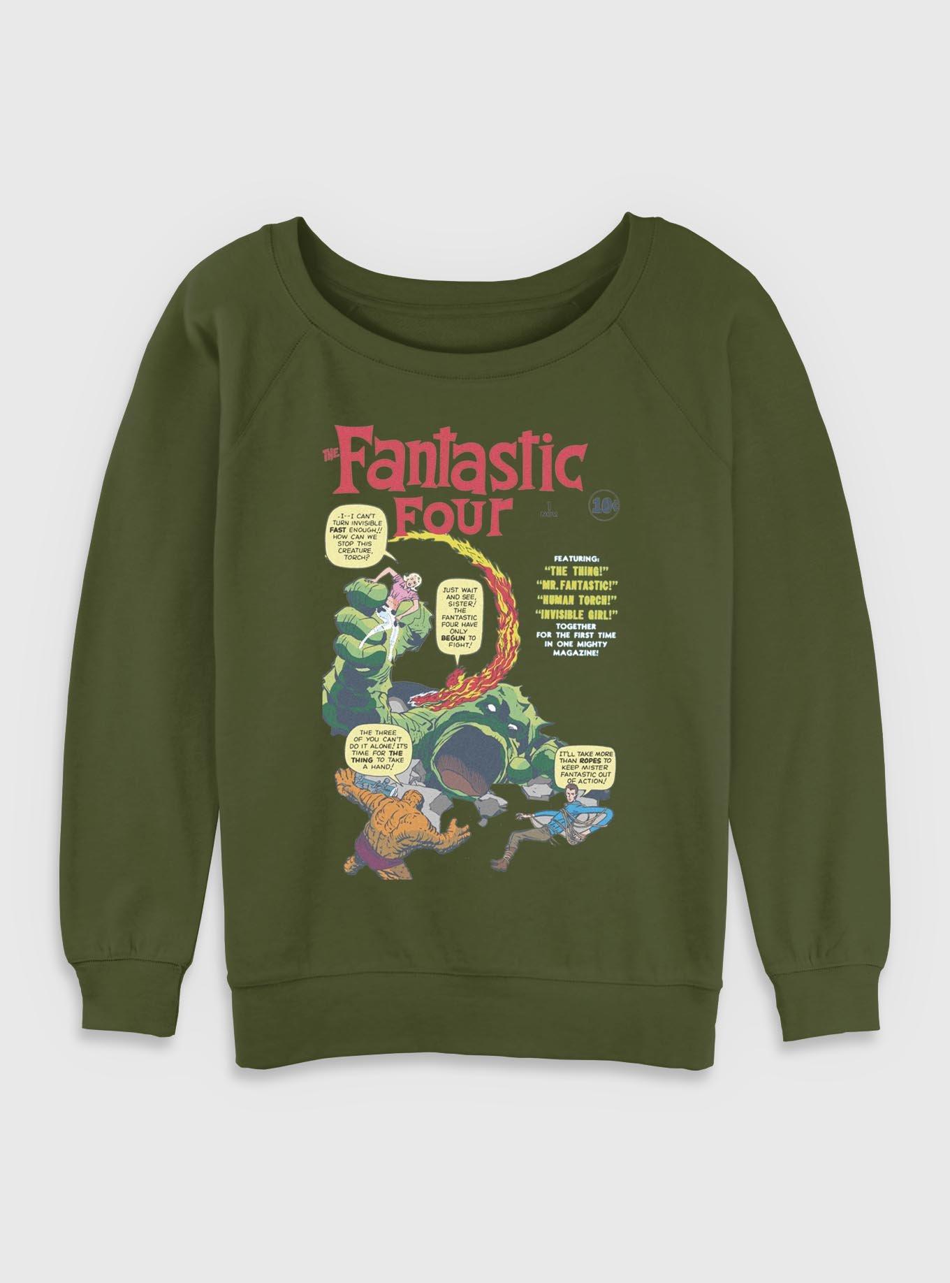 Marvel Fantastic Four Comic Vs Giganto Womens Slouchy Sweatshirt, , hi-res
