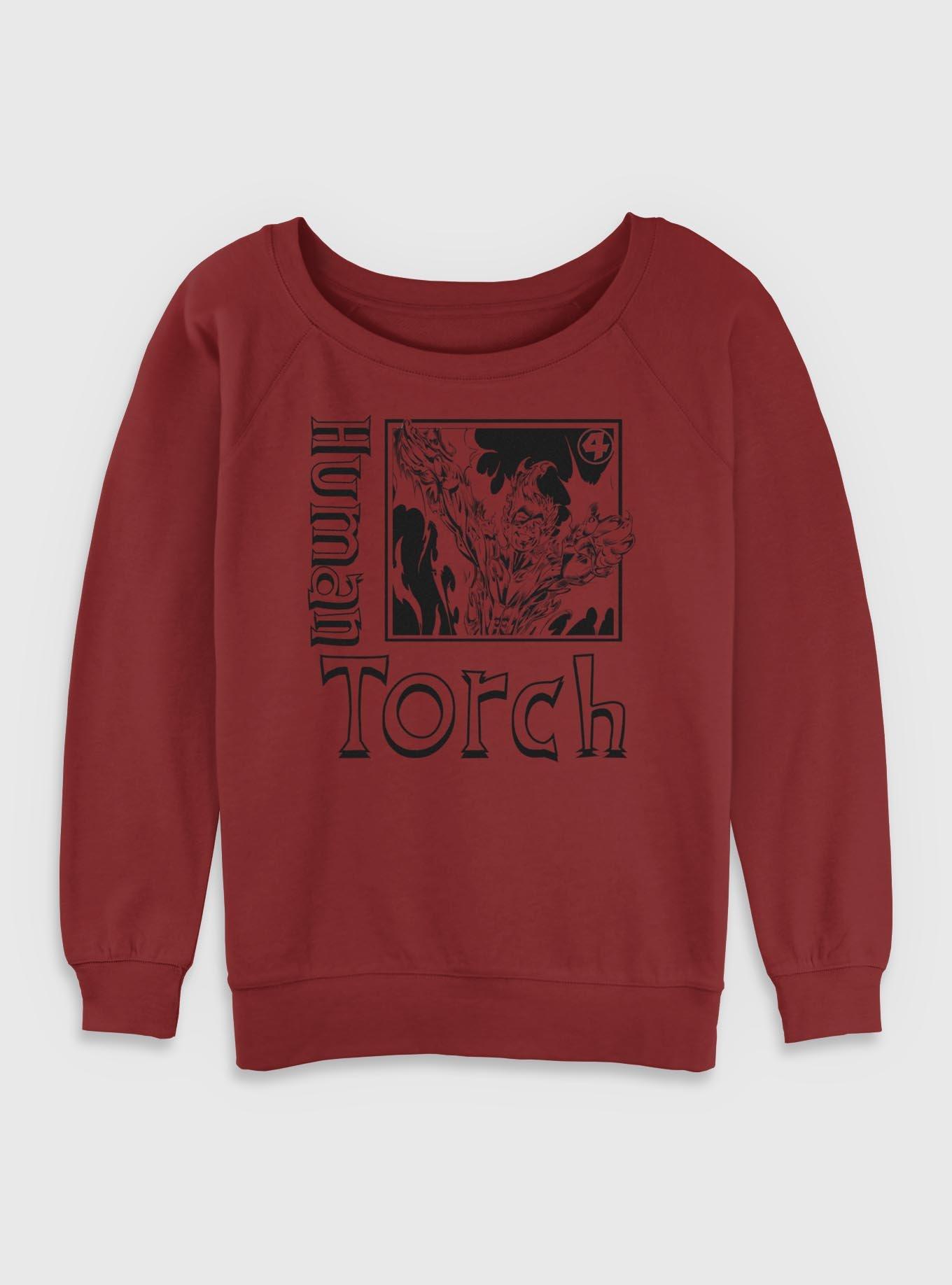Marvel Fantastic Four Human Torch Pose Womens Slouchy Sweatshirt, , hi-res