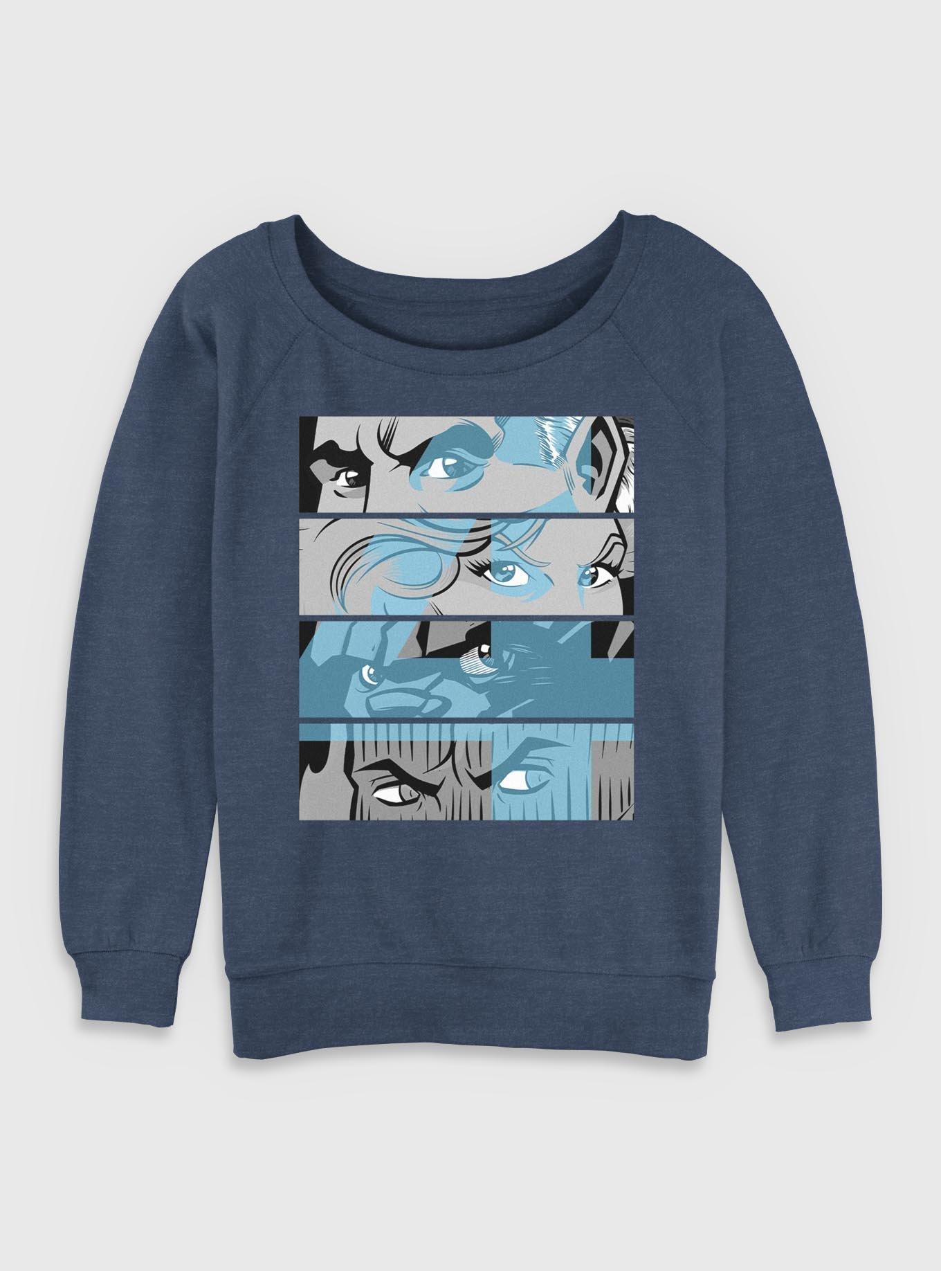 Marvel Fantastic Four Eyes Panels Womens Slouchy Sweatshirt, BLUEHTR, hi-res