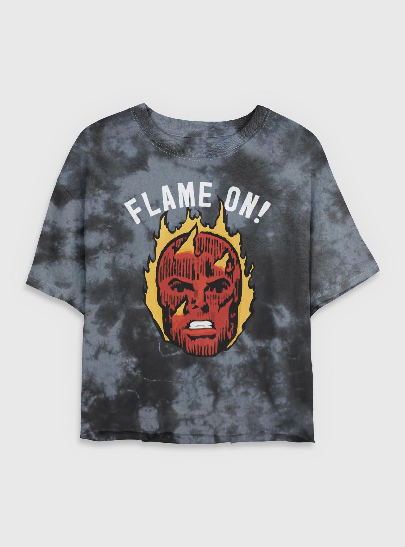 Marvel Fantastic Four Flame On Human Torch Womens Crop Tie-Dye T-Shirt, , hi-res