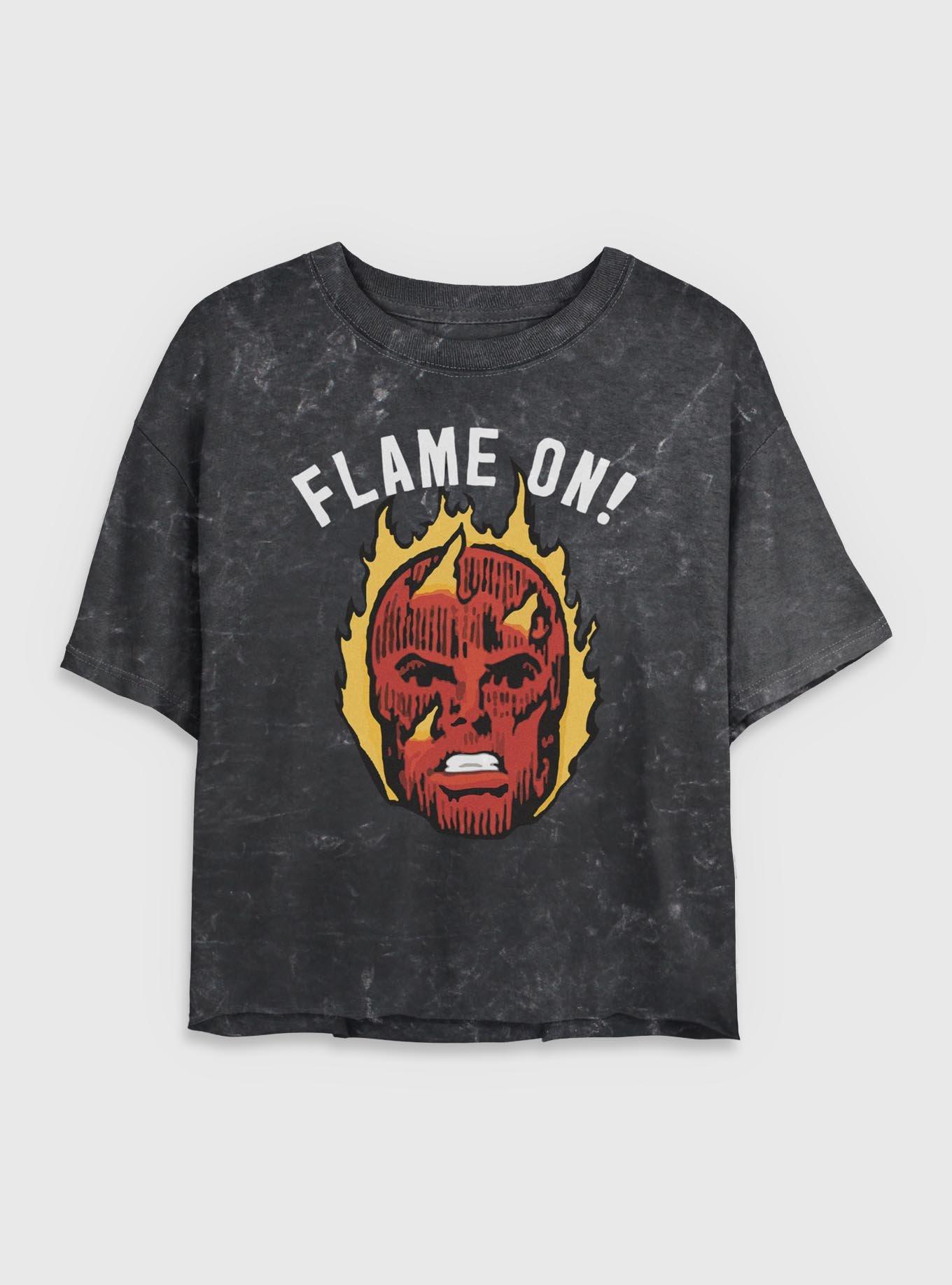 Marvel Fantastic Four Flame On Human Torch Womens Crop Mineral Wash T-Shirt, , hi-res