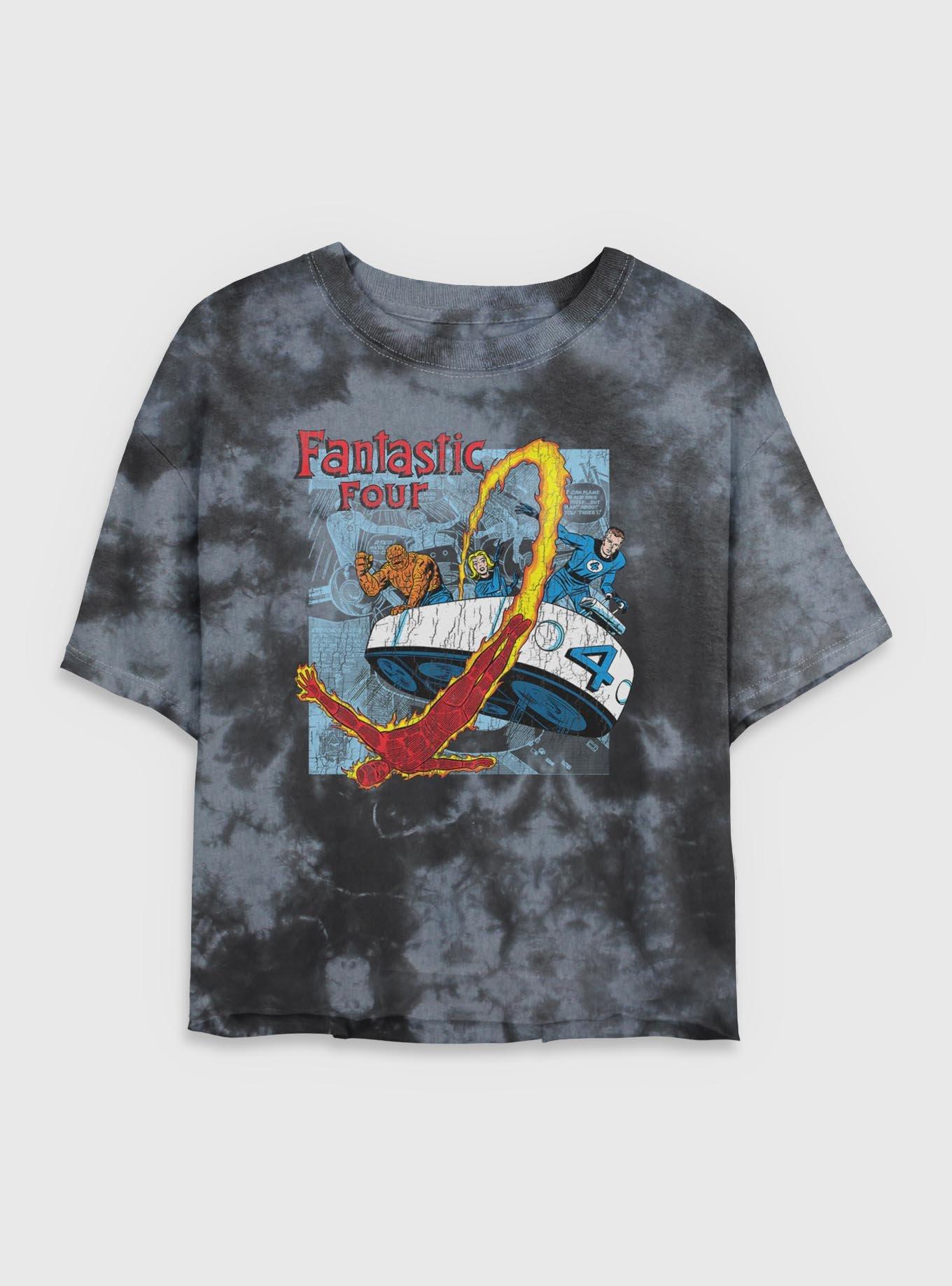 Marvel Fantastic Four Classic Comic Womens Crop Tie-Dye T-Shirt, BLKCHAR, hi-res