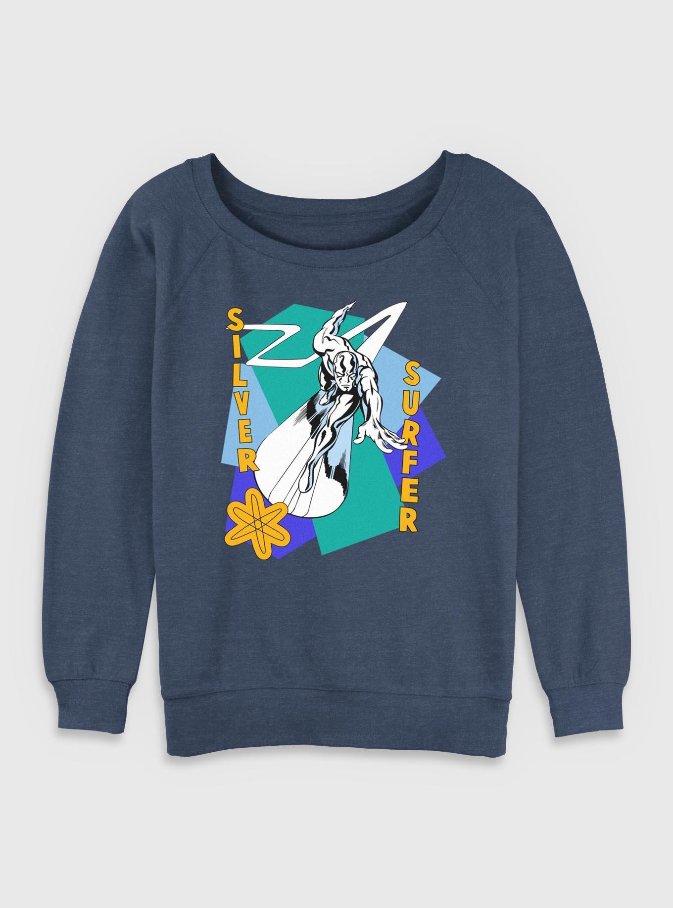 Marvel Fantastic Four Silver Surfer Shapes Womens Slouchy Sweatshirt, BLUEHTR, hi-res