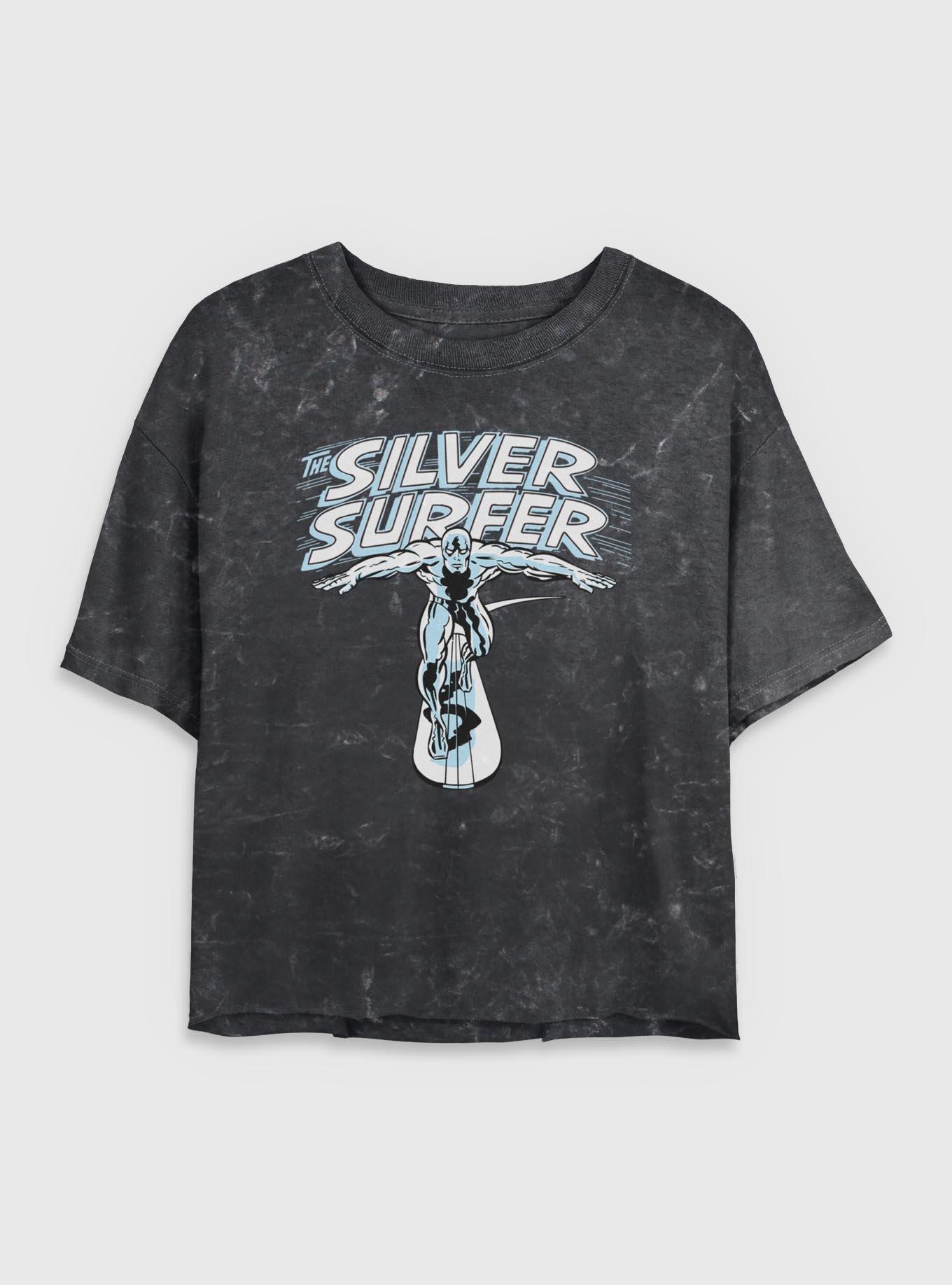 Marvel Fantastic Four The Silver Surfer Title Womens Crop Mineral Wash T-Shirt, , hi-res