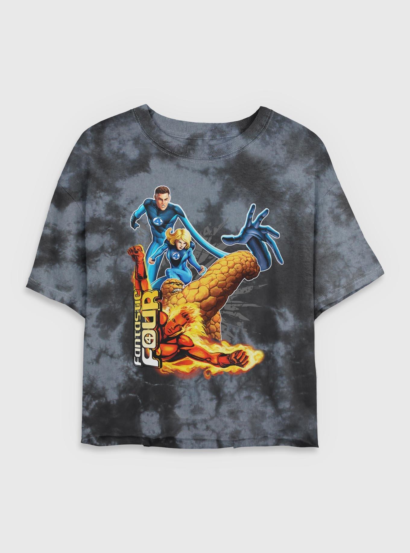Marvel Fantastic Four Power Pack Womens Crop Tie-Dye T-Shirt, BLKCHAR, hi-res