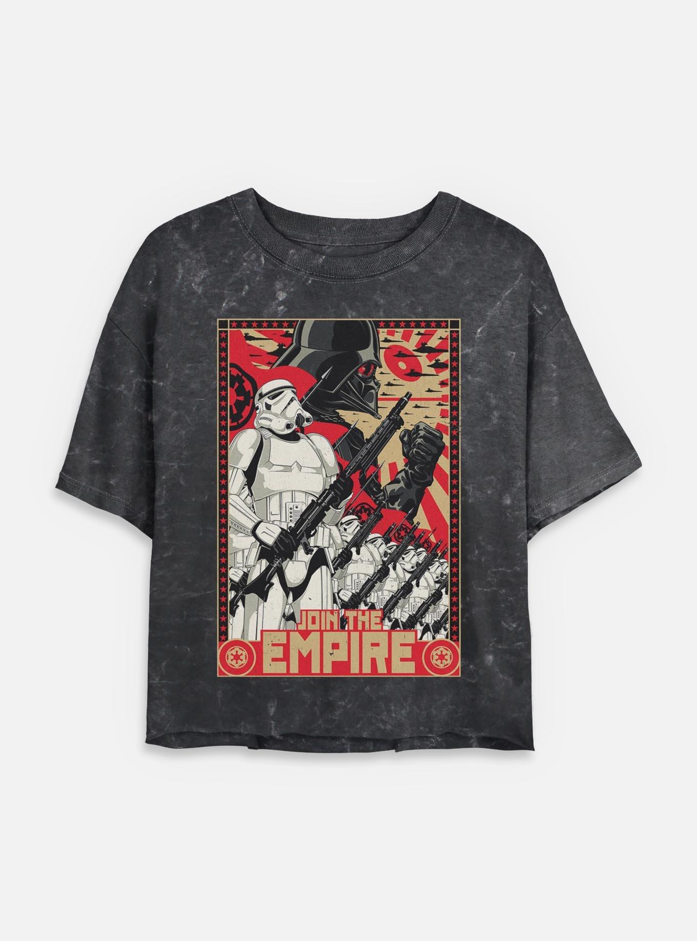 Star Wars Join The Empire Mineral Wash Womens Crop T-Shirt, BLACK, hi-res