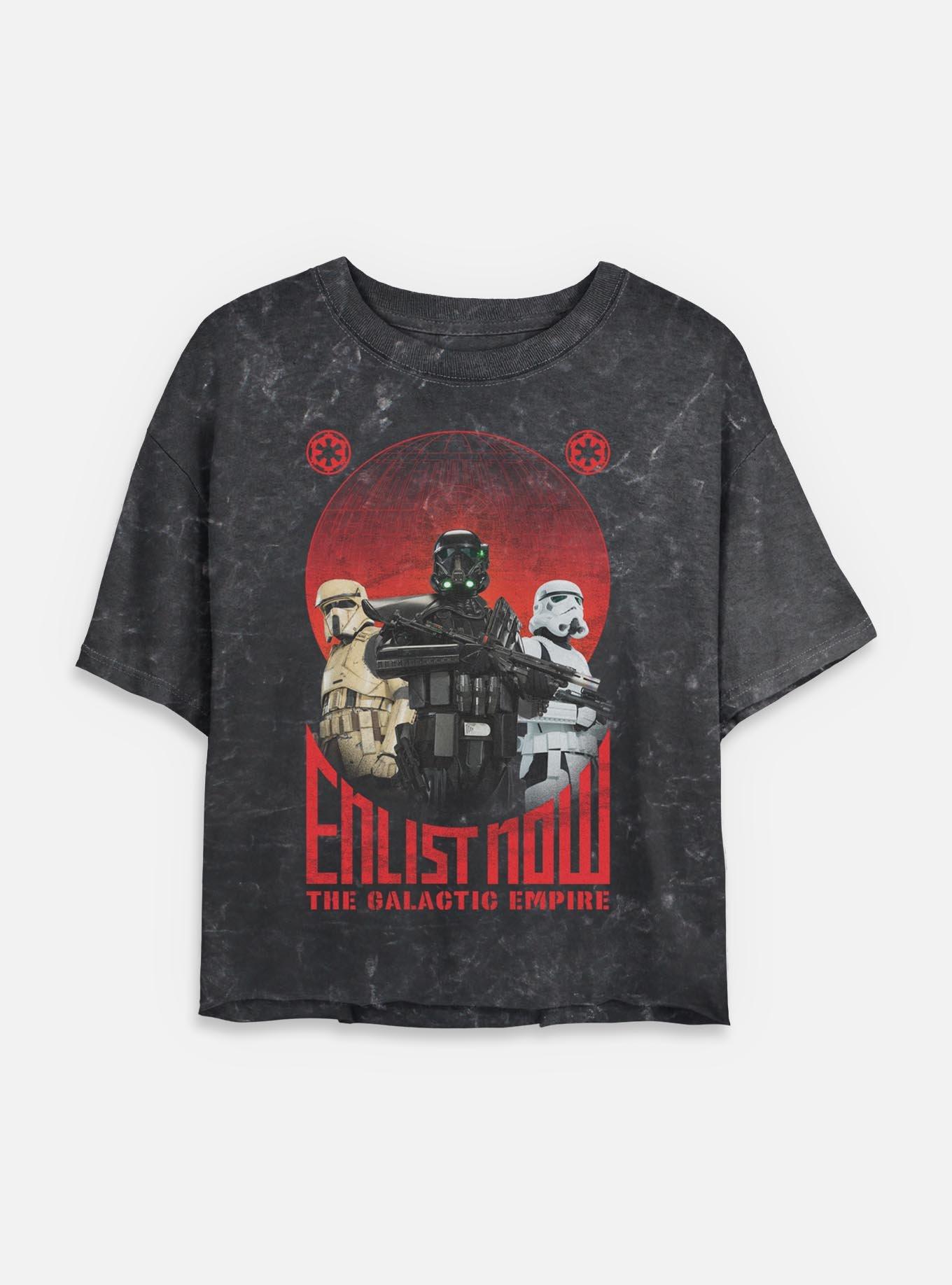 Star Wars Enlist Now Mineral Wash Womens Crop T-Shirt, BLACK, hi-res
