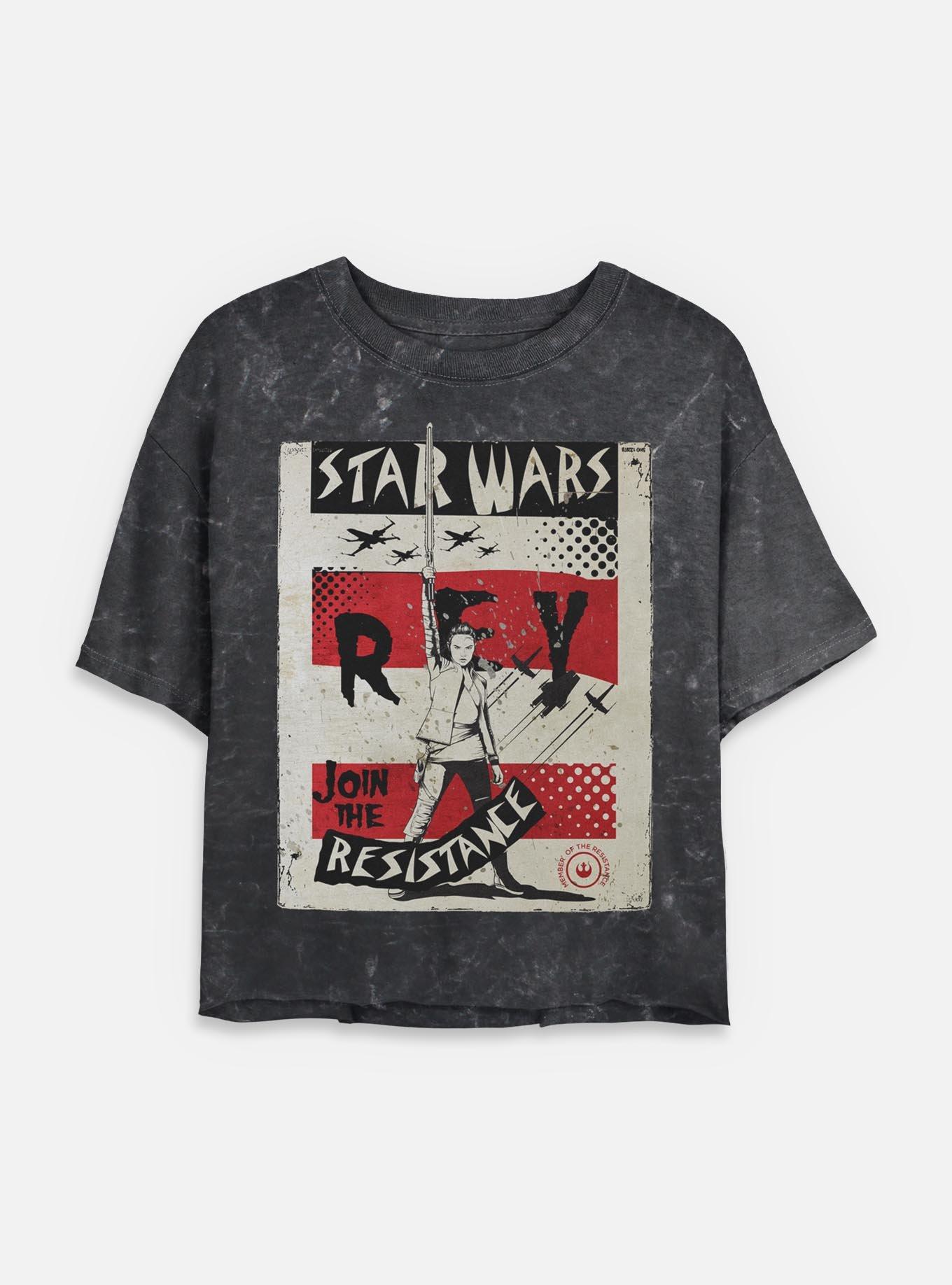 Star Wars Right Fist Mineral Wash Womens Crop T-Shirt, BLACK, hi-res