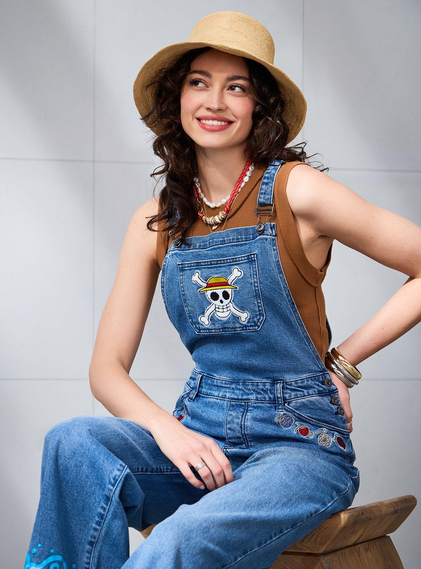 One Piece Straw Hat Crew Jolly Roger Women's Overalls - BoxLunch Exclusive