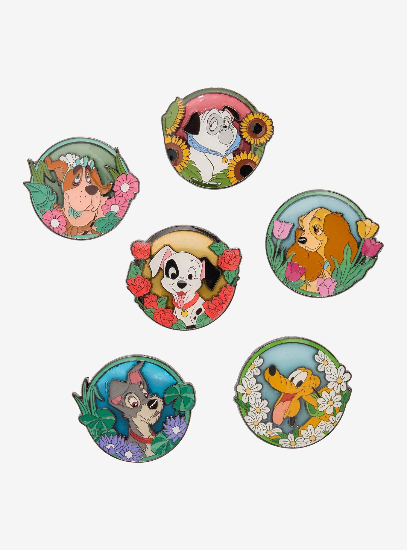 Loungefly Disney Dogs Floral Blind Box Enamel Pin — BoxLunch Exclusive, , hi-res