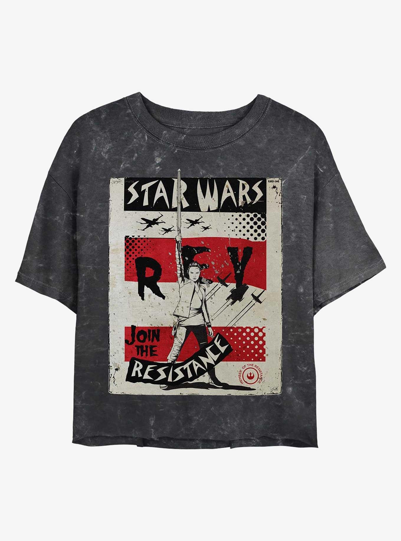 Star Wars Right Fist Girls Mineral Wash Crop T-Shirt, BLACK, hi-res