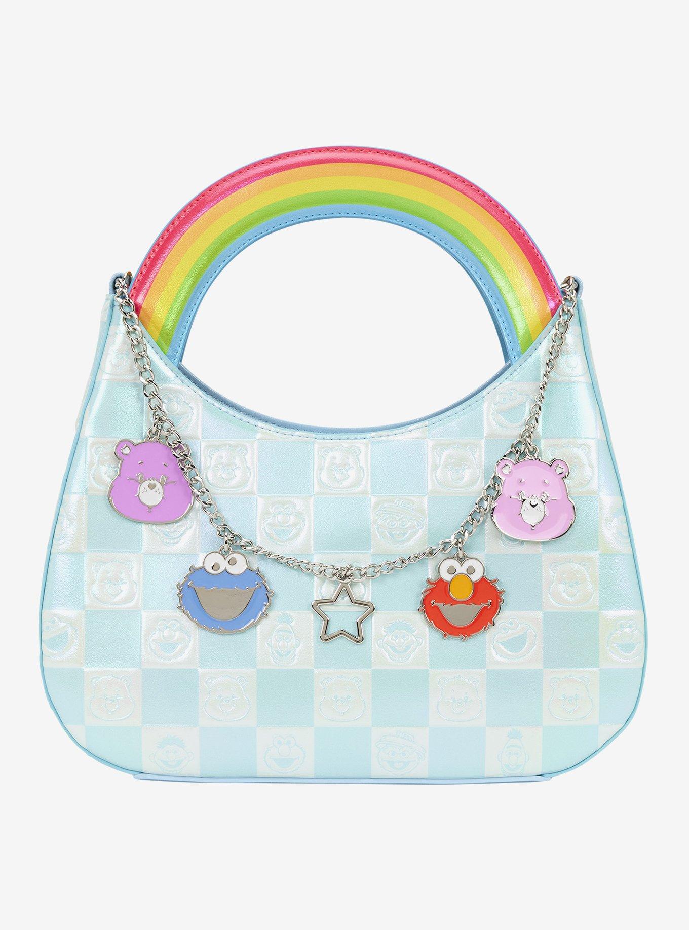 Loungefly Care Bears x Sesame Street Checkered Crossbody Bag with Charms