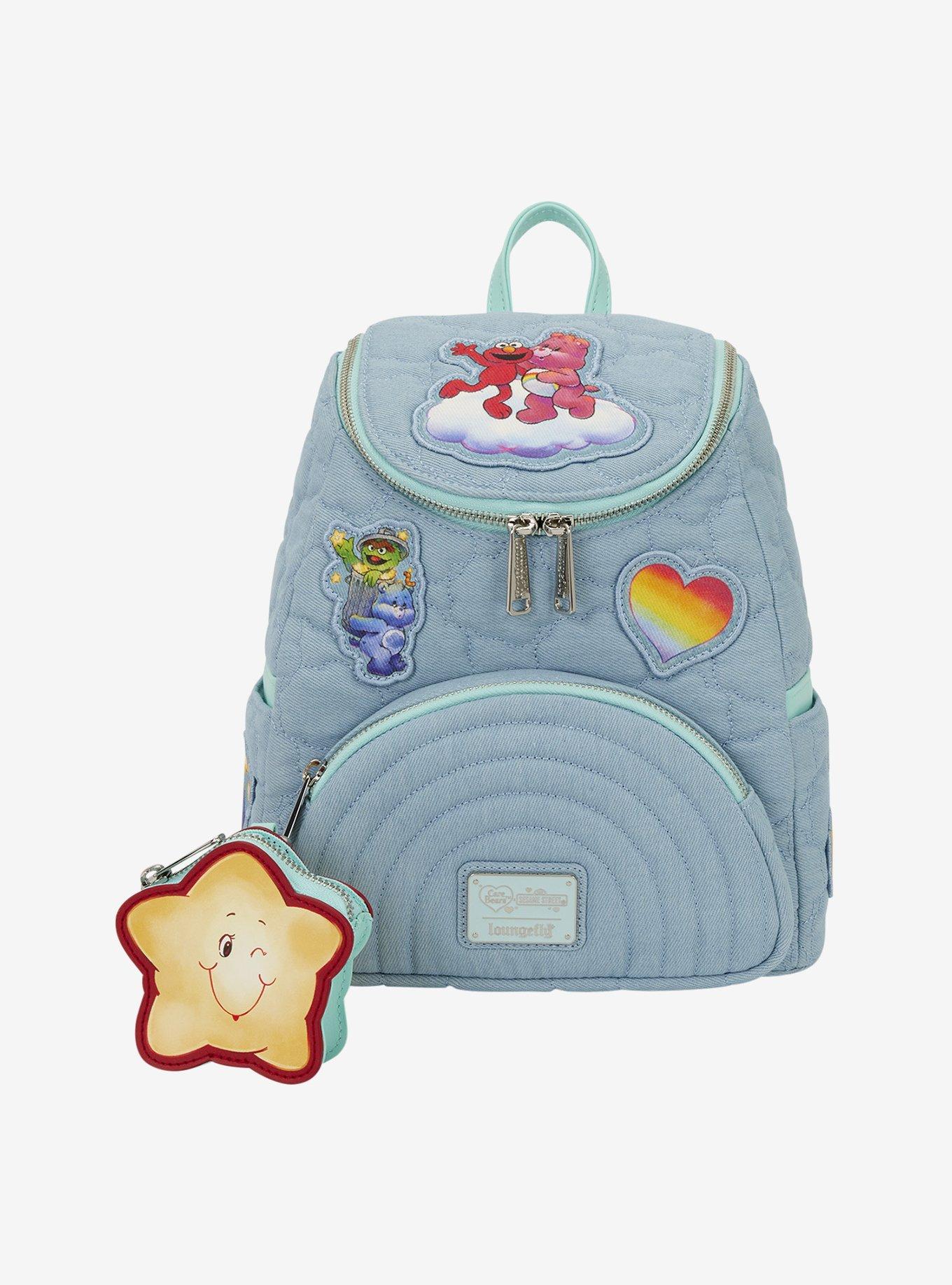 Loungefly Care Bears x Sesame Street Denim Quilted Mini Backpack with Coin Purse, , hi-res