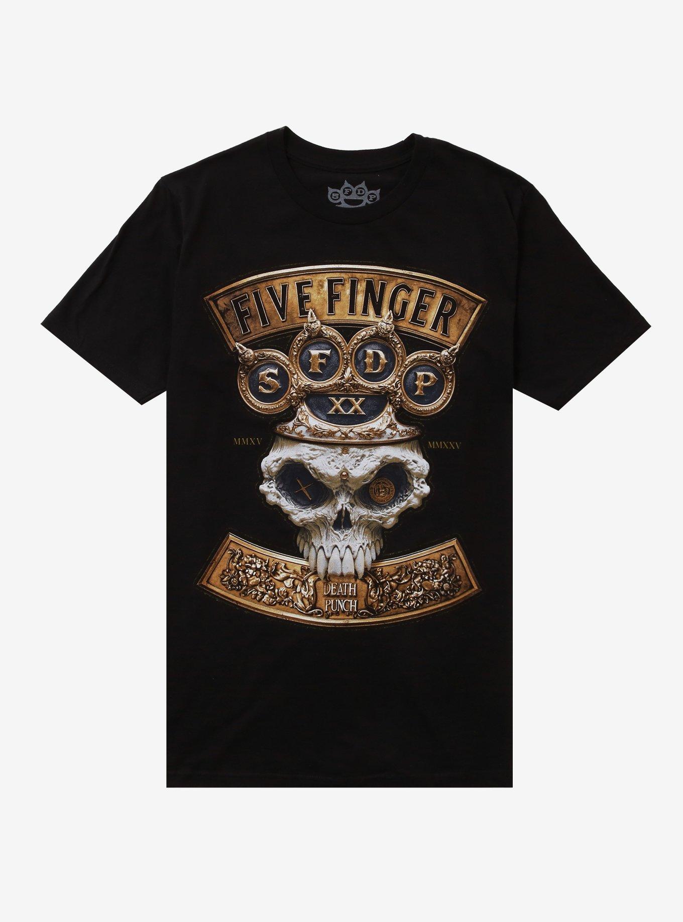 Five Finger Death Punch Brass Knuckle Crown Skull T-Shirt, , hi-res