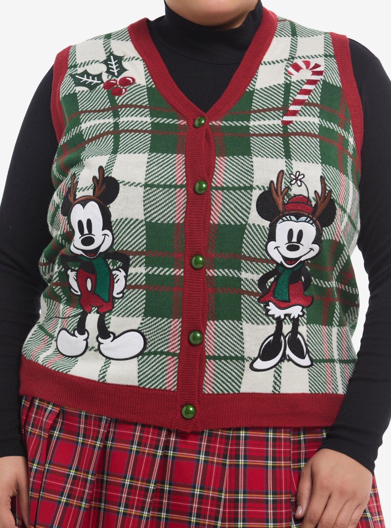 Her Universe Disney Mickey Mouse & Minnie Mouse Holiday Icons Girls Sweater Vest Plus Size