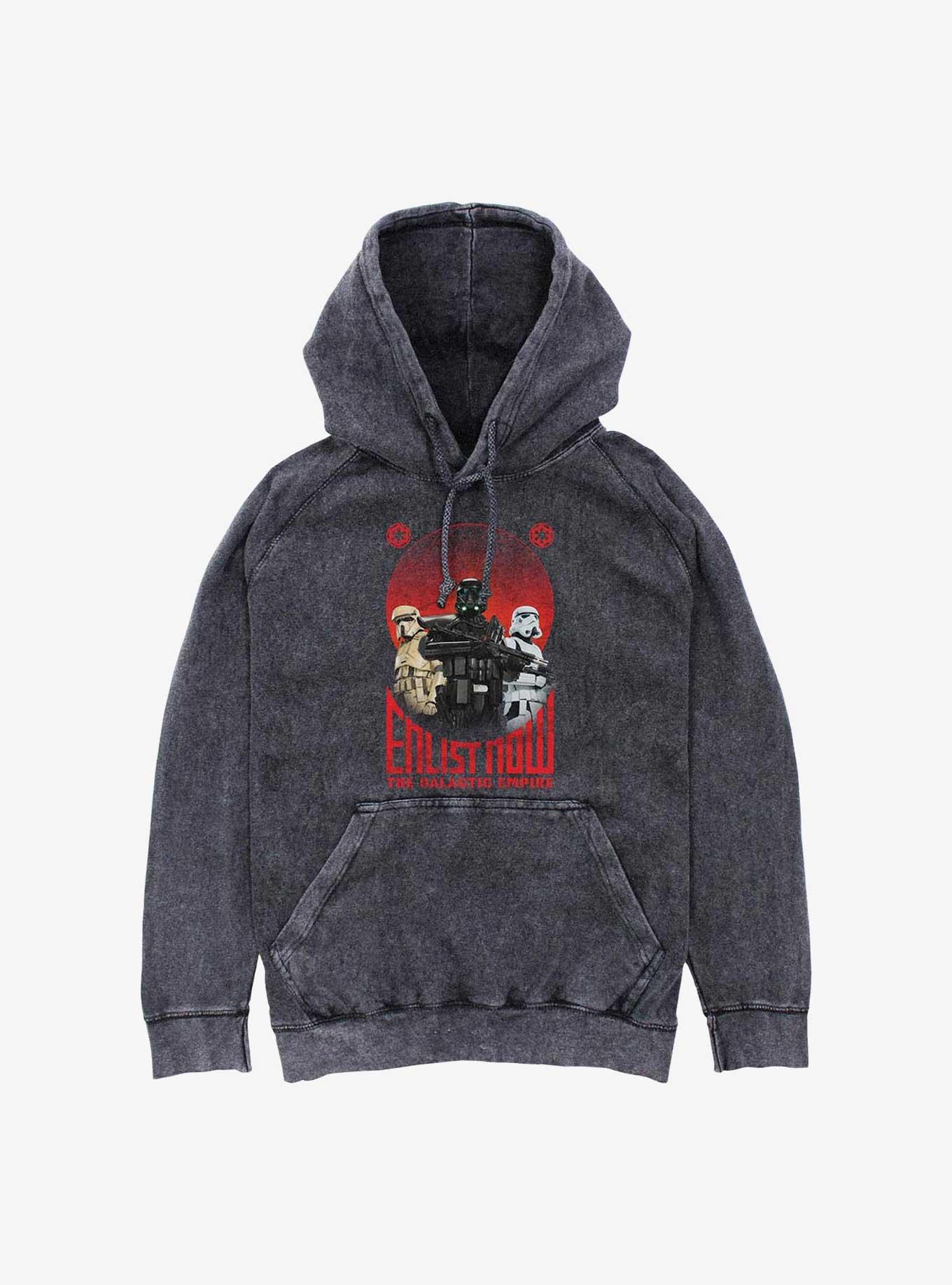Star Wars Enlist Now Mineral Wash Hoodie, BLACK, hi-res