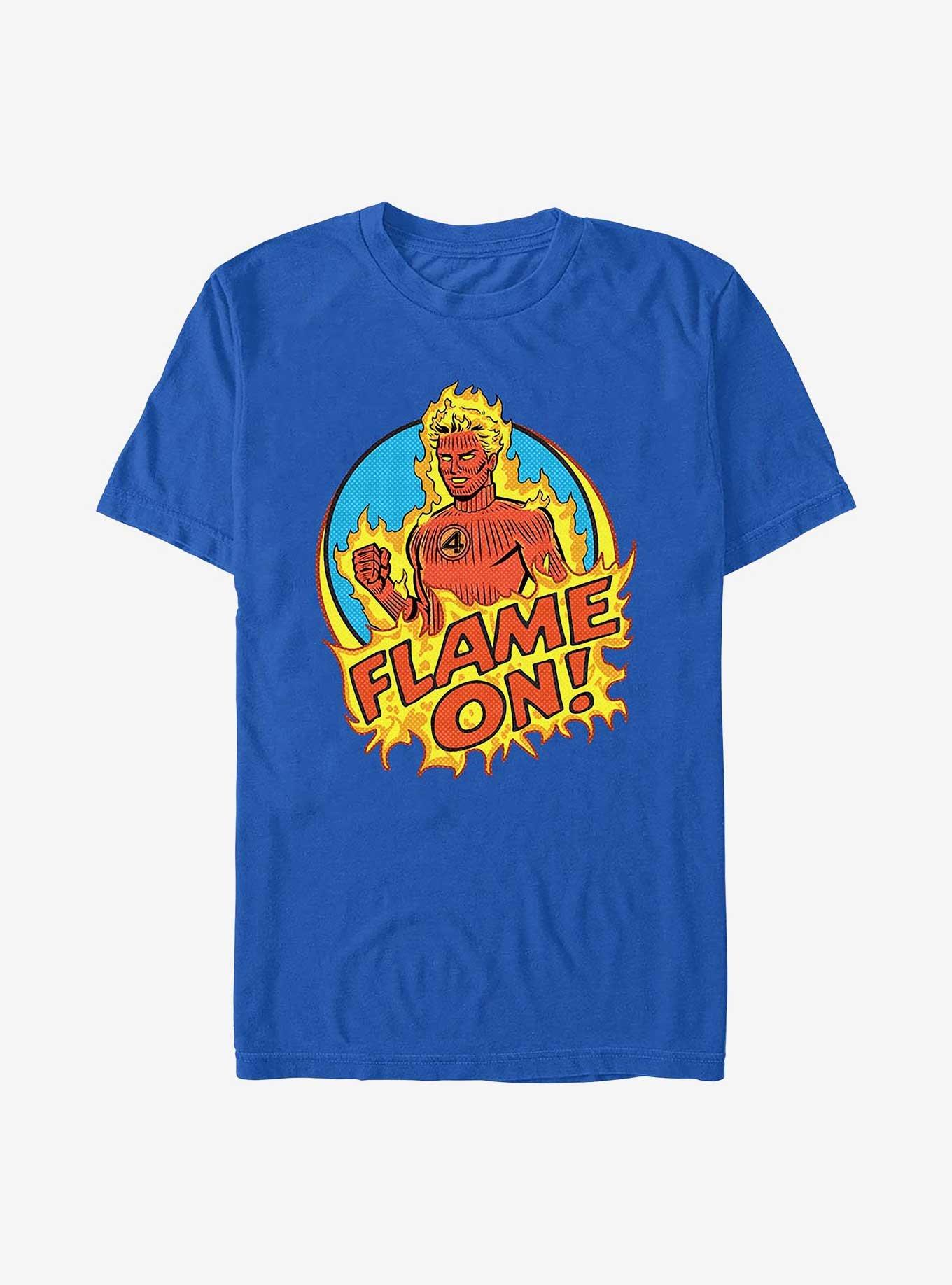Marvel The Fantastic Four: First Steps Flame On Johnny T-Shirt, ROYAL, hi-res