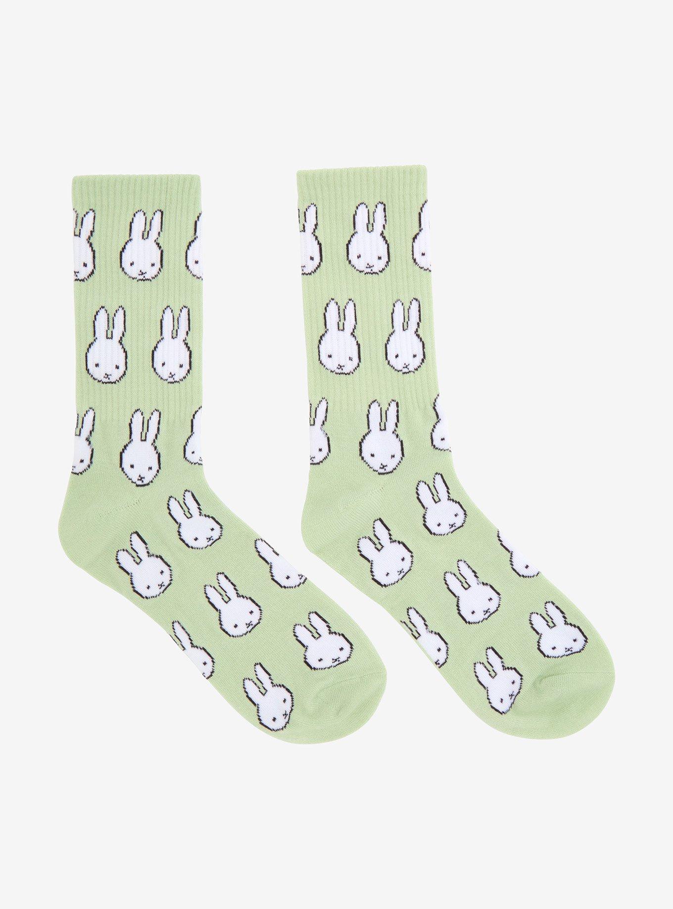 Miffy Pastel Green Allover Print Crew Socks - BoxLunch Exclusive, , hi-res