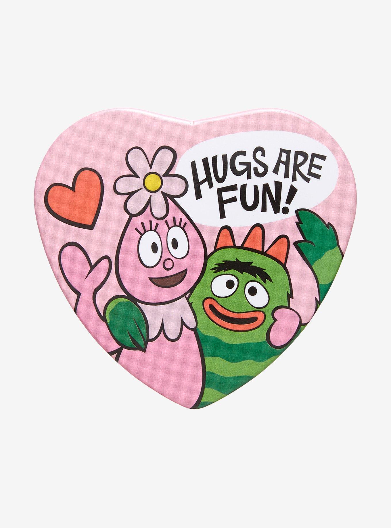 Yo Gabba Gabba! Hugs Are Fun Heart Button Pin, , hi-res