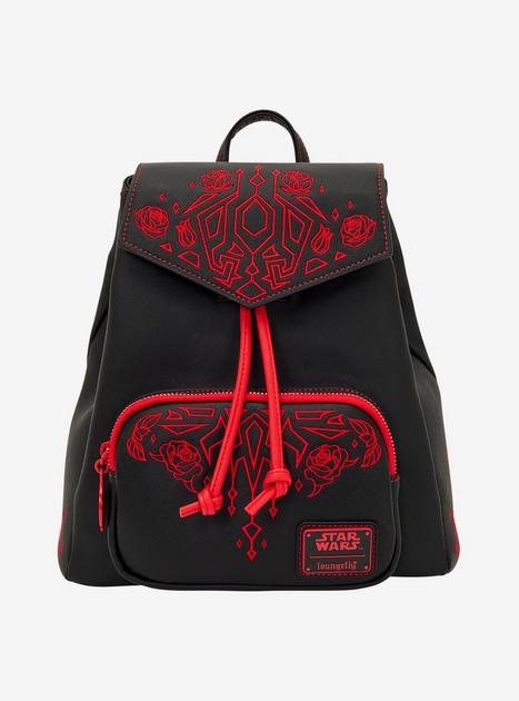 Loungefly Darth Maul Black and Red Floral Emblem Mini Backpack- BNWT STAR WARS™ Darth Maul Drawstring Mini Backpack | Loungefly main image 2