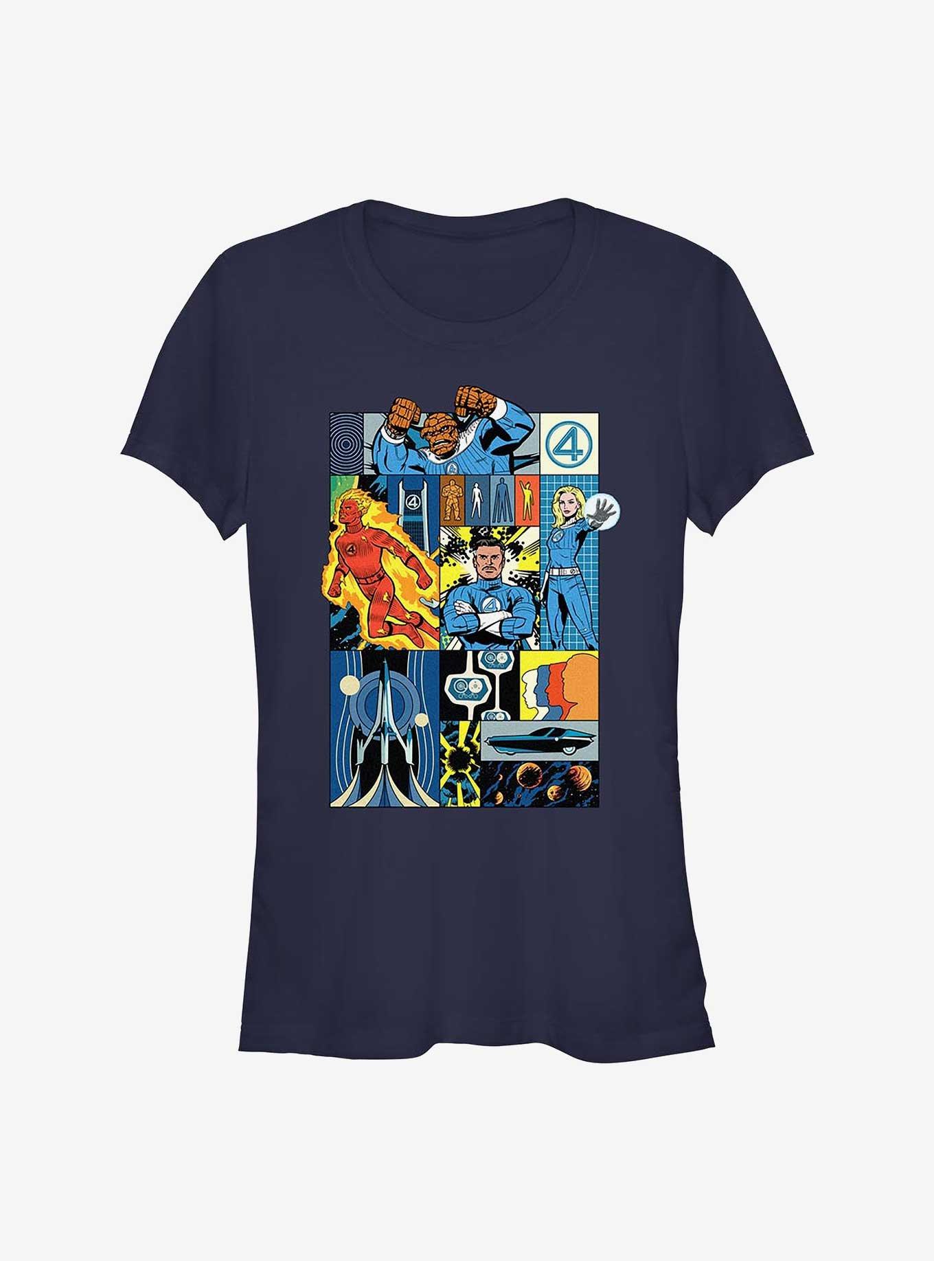 Marvel The Fantastic Four: First Steps Classic Collage Girls T-Shirt, NAVY, hi-res