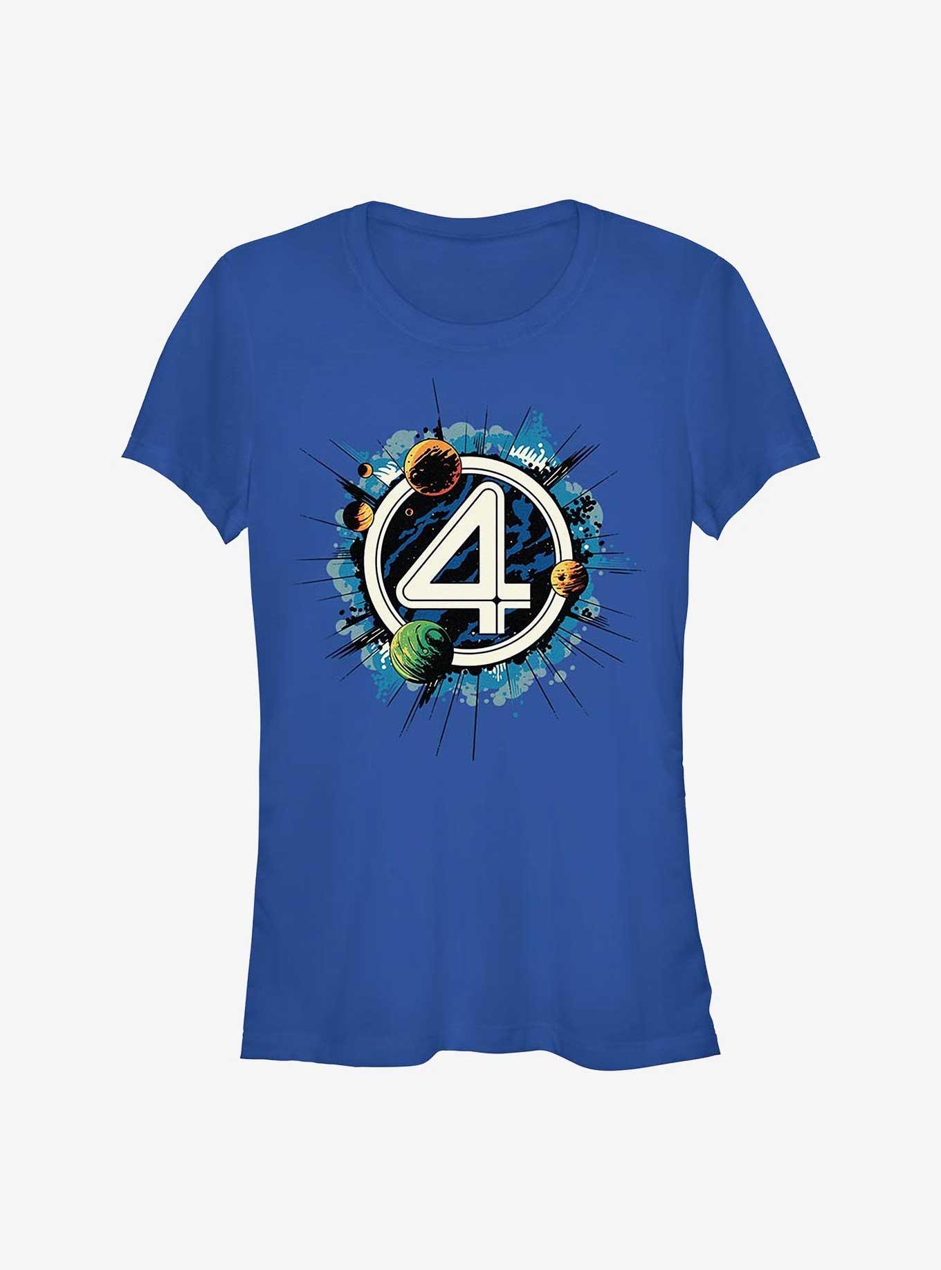 Marvel The Fantastic Four: First Steps Planets Logo Girls T-Shirt, ROYAL, hi-res