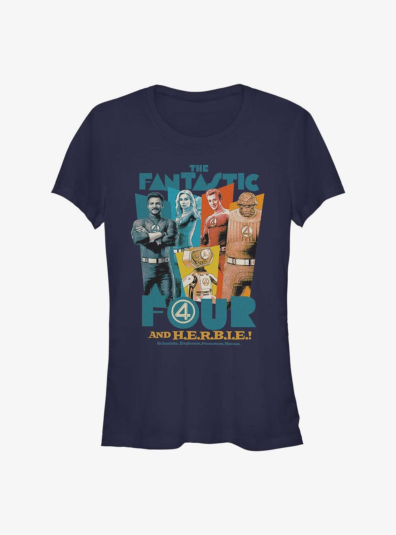 Marvel The Fantastic Four: First Steps Five Heroes Girls T-Shirt, NAVY, hi-res