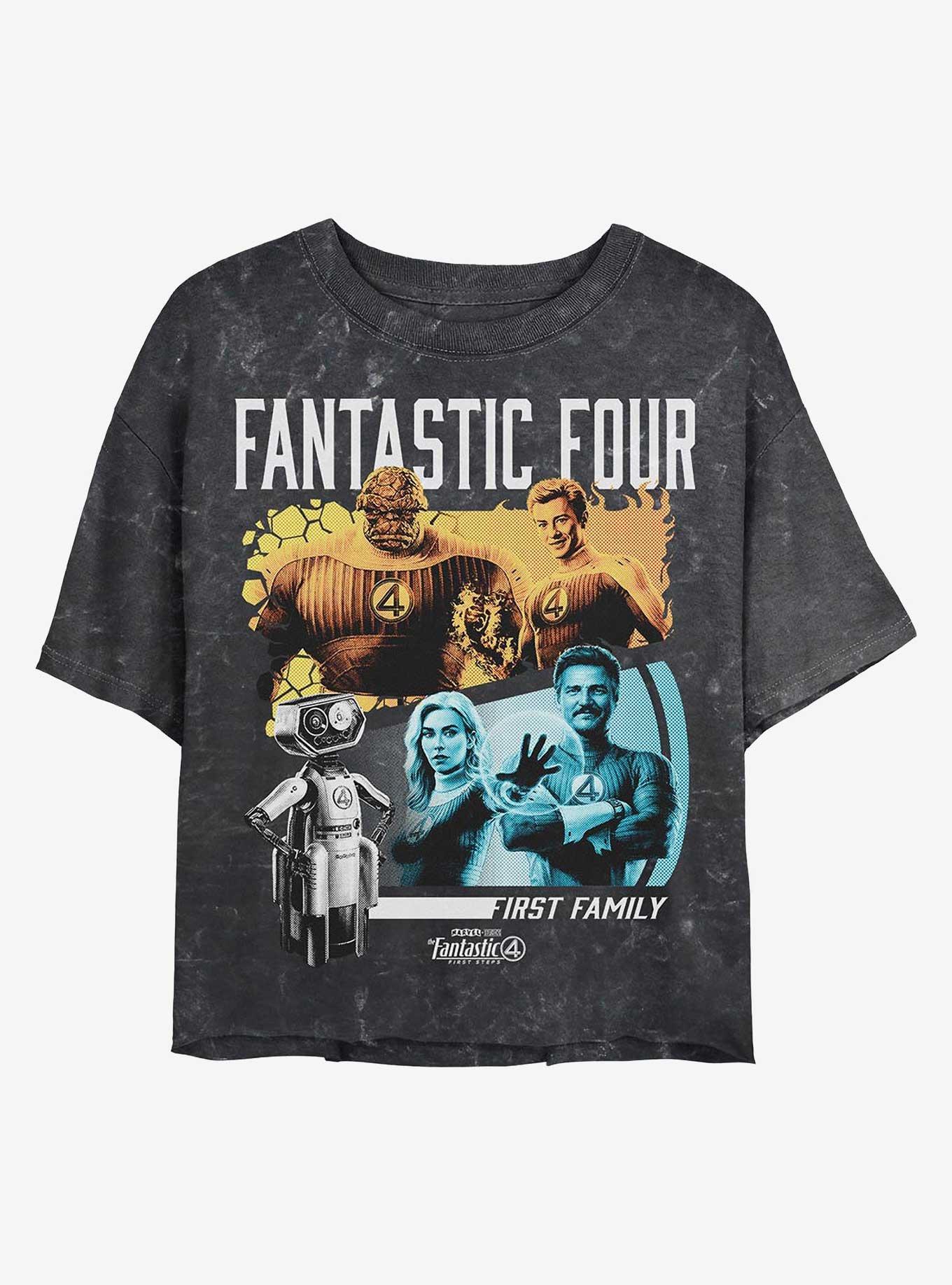 Marvel The Fantastic Four: First Steps Family N Herbie Girls Mineral Wash Crop T-Shirt, BLACK, hi-res