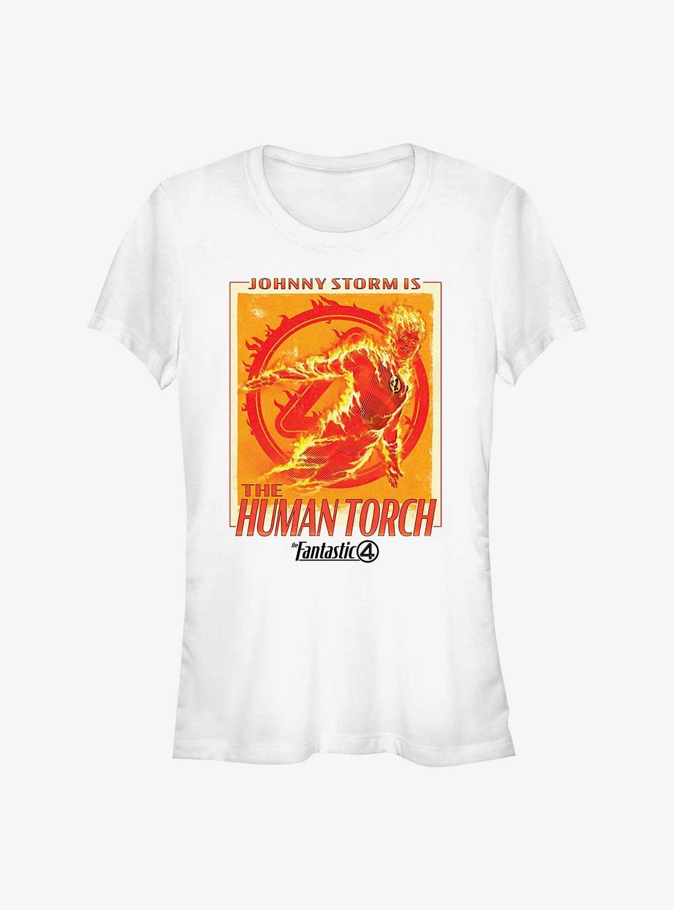Marvel The Fantastic Four: First Steps Johnny The Human Torch Girls T-Shirt, WHITE, hi-res