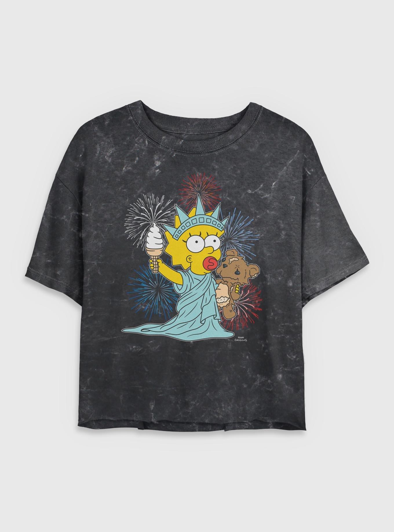 The Simpsons Fireworks Maggie Mineral Wash Womens Crop T-Shirt, , hi-res