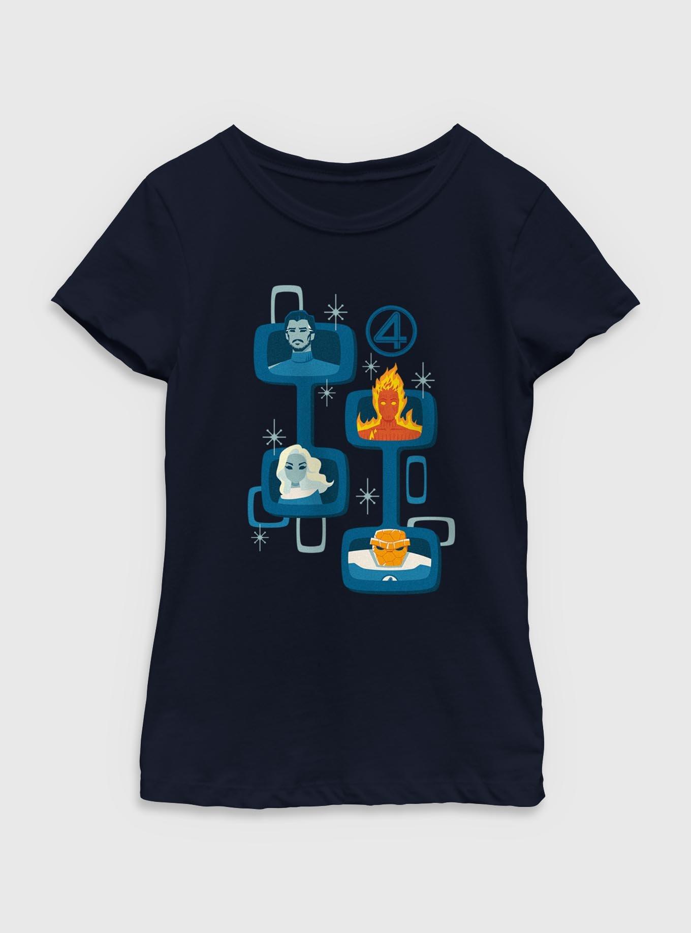 Marvel The Fantastic Four: First Steps Retro Heads Youth Girls T-Shirt, , hi-res