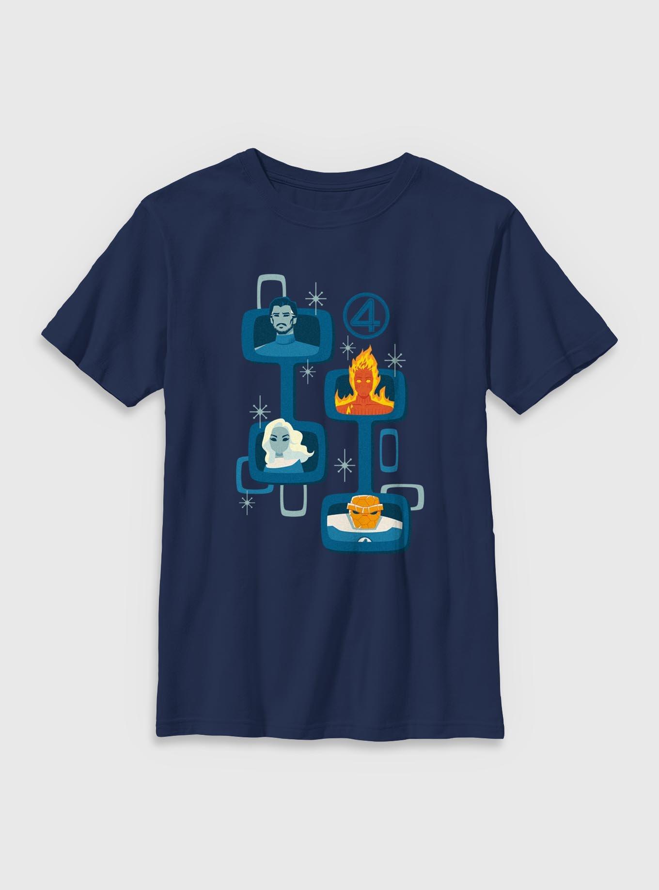 Marvel The Fantastic Four: First Steps Retro Heads Youth T-Shirt, , hi-res