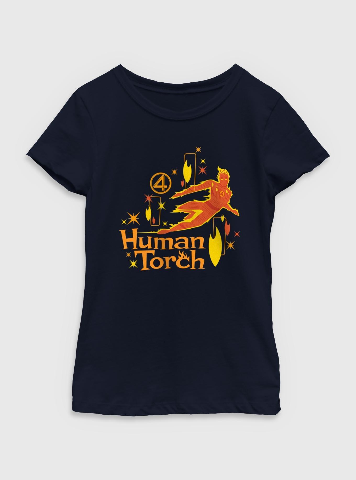 Marvel The Fantastic Four: First Steps Human Torch Vintage Youth Girls T-Shirt, , hi-res