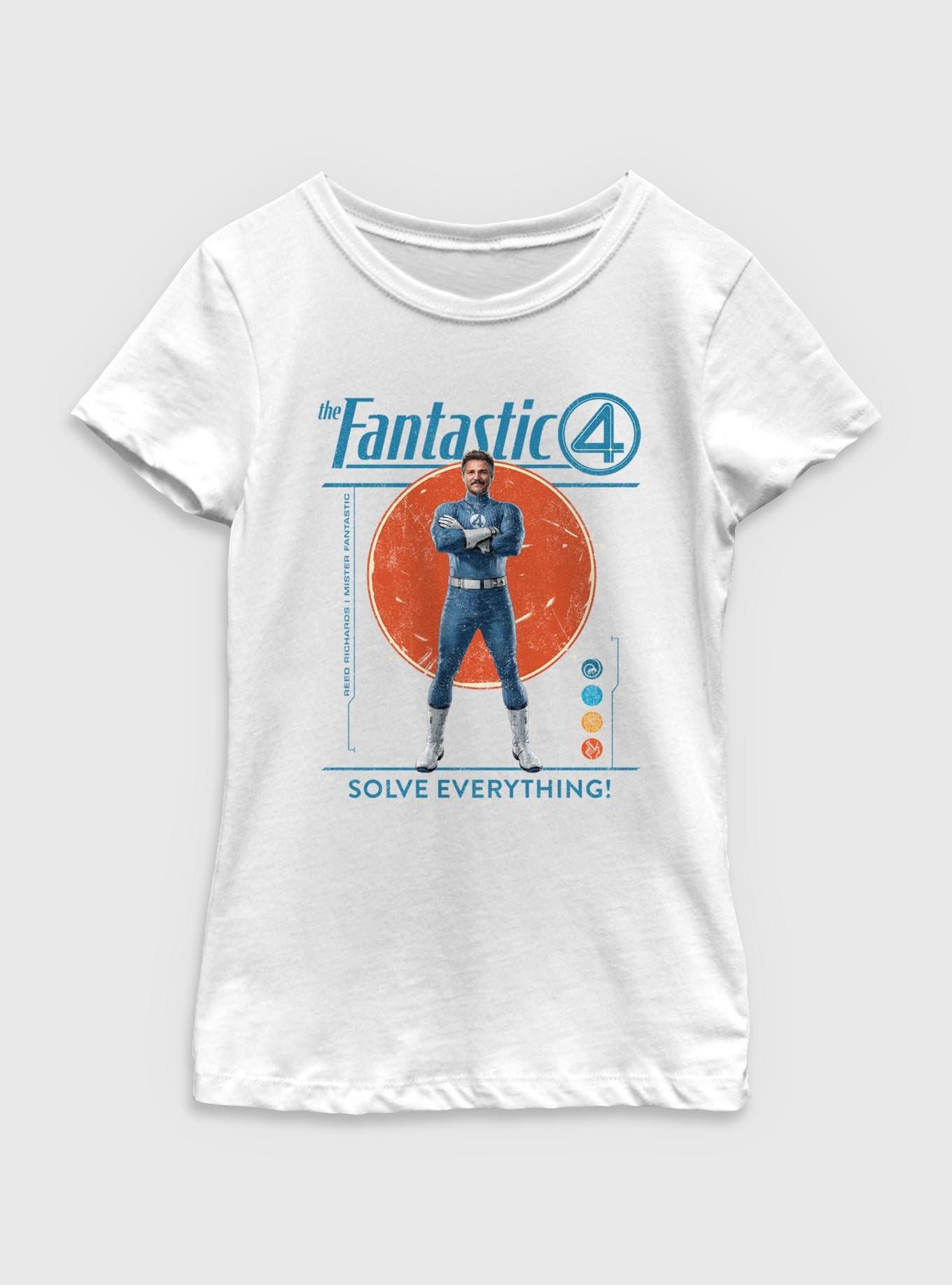 Marvel The Fantastic Four: First Steps Solve Everything Reed Richards Mister Fantastic Youth Girls T-Shirt