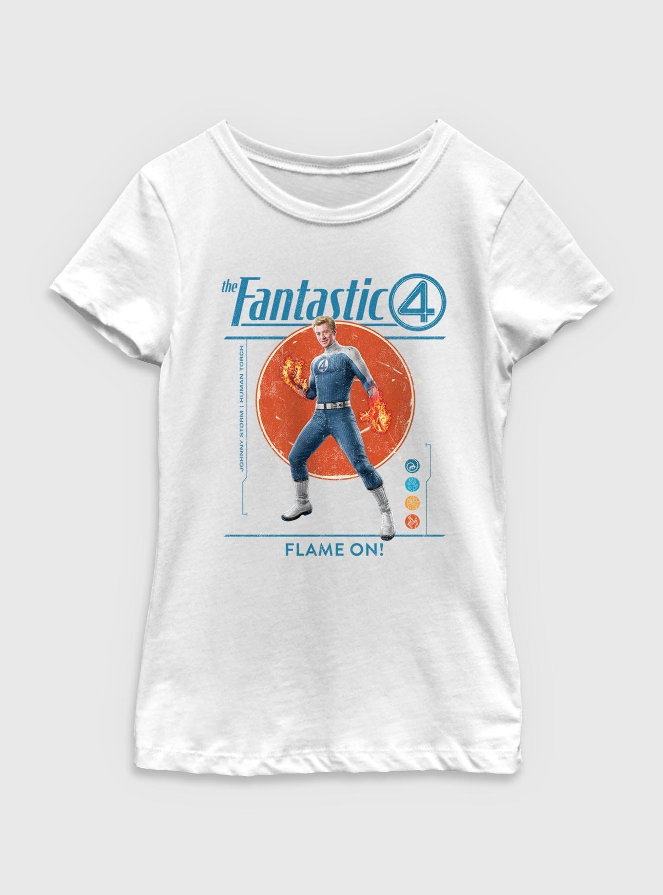 Marvel The Fantastic Four: First Steps Flame On Johnny Storm Human Torch Youth Girls T-Shirt