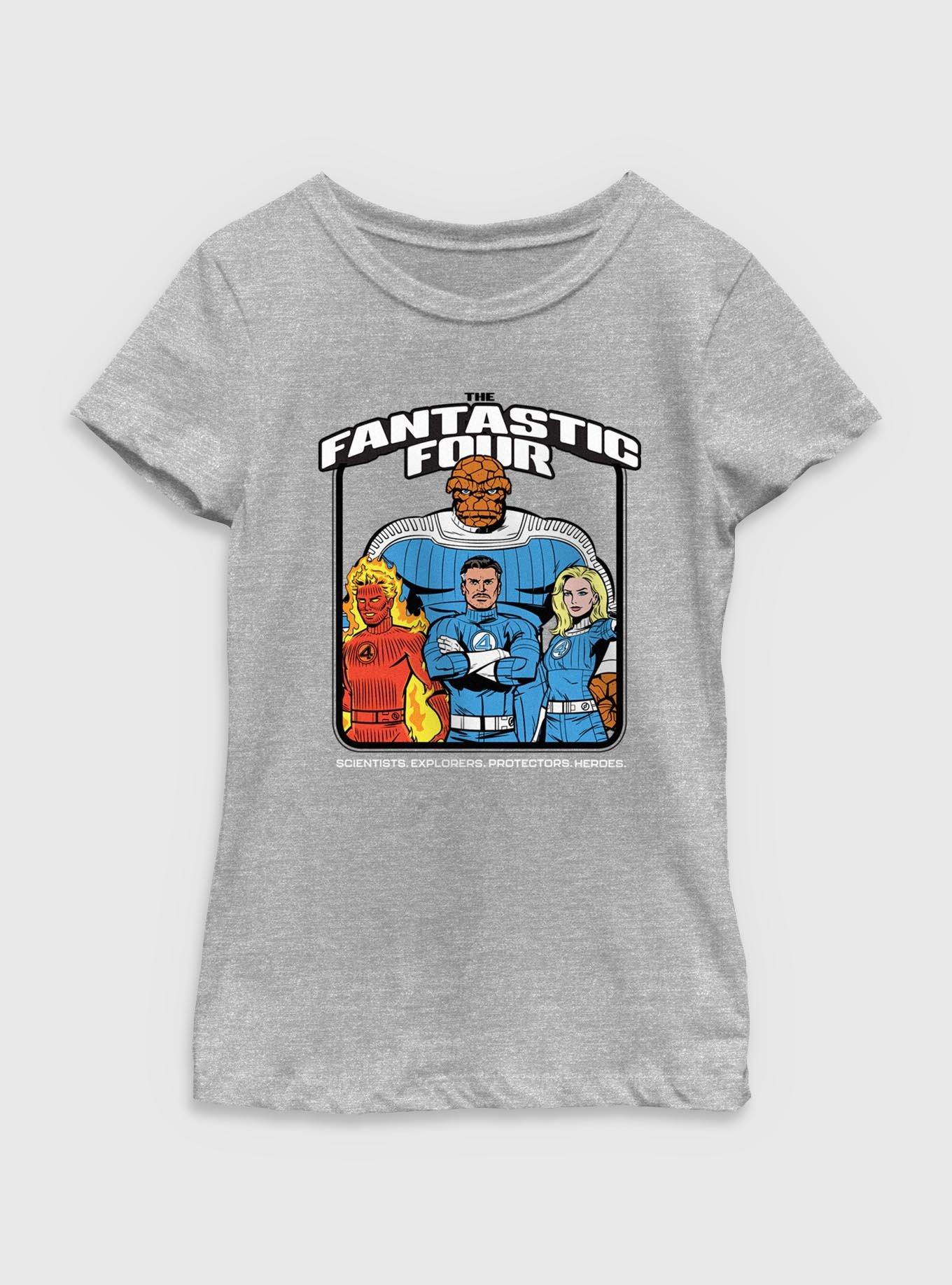Marvel The Fantastic Four: First Steps Four Classic Protectors Youth Girls T-Shirt, ATH HTR, hi-res