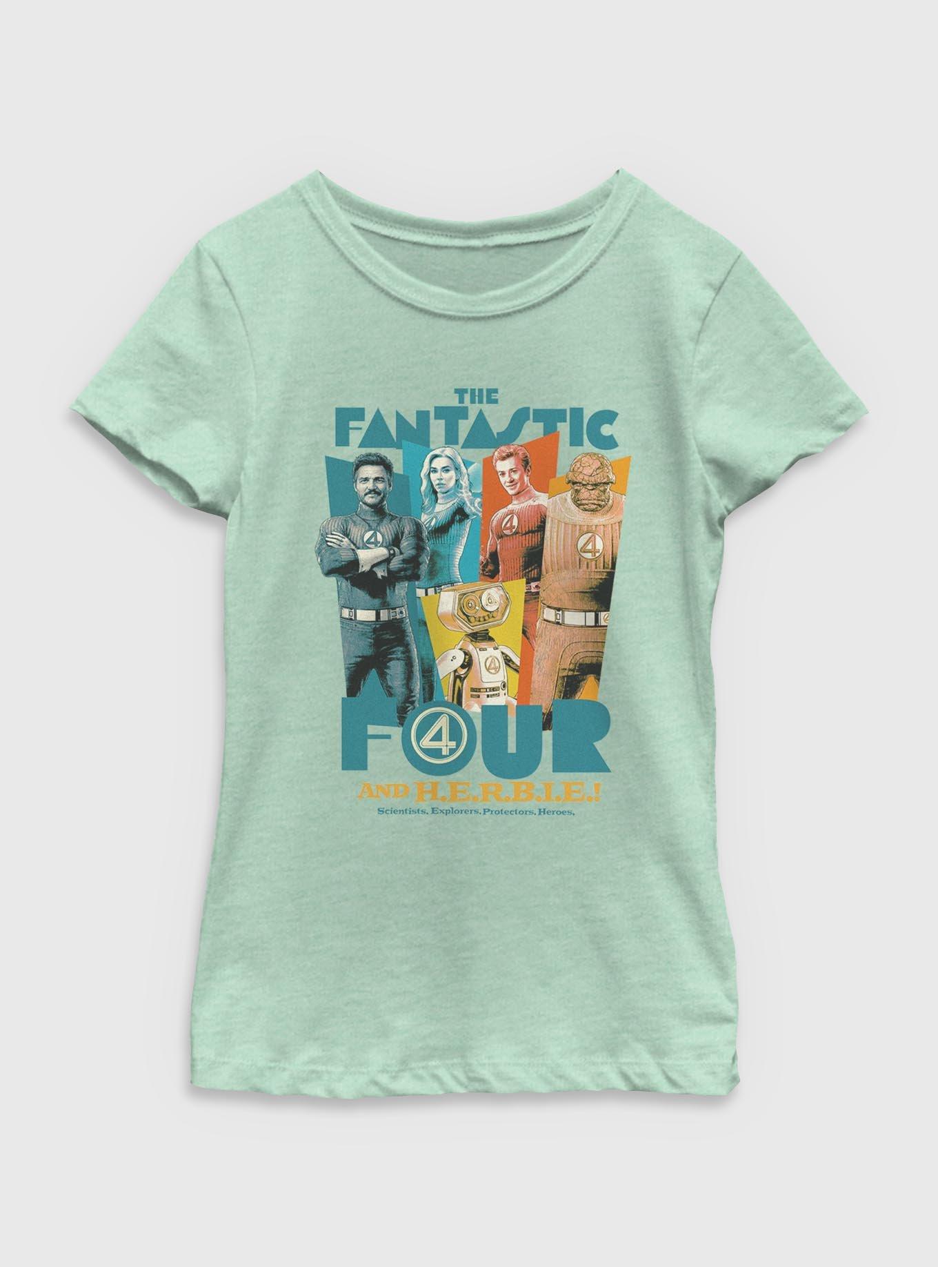 Marvel The Fantastic Four: First Steps Heroes & H.E.R.B.I.E. Youth Girls T-Shirt, , hi-res
