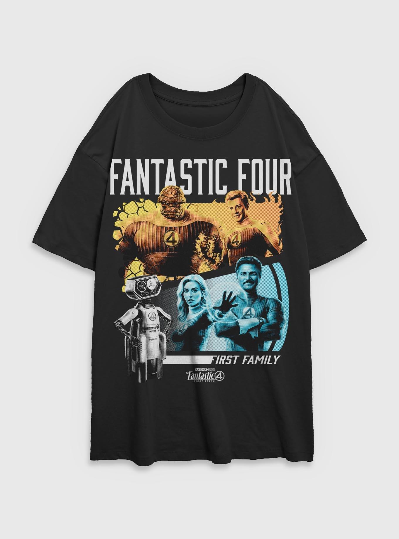 Marvel The Fantastic Four: First Steps First Family & H.E.R.B.I.E. Womens Oversized T-Shirt