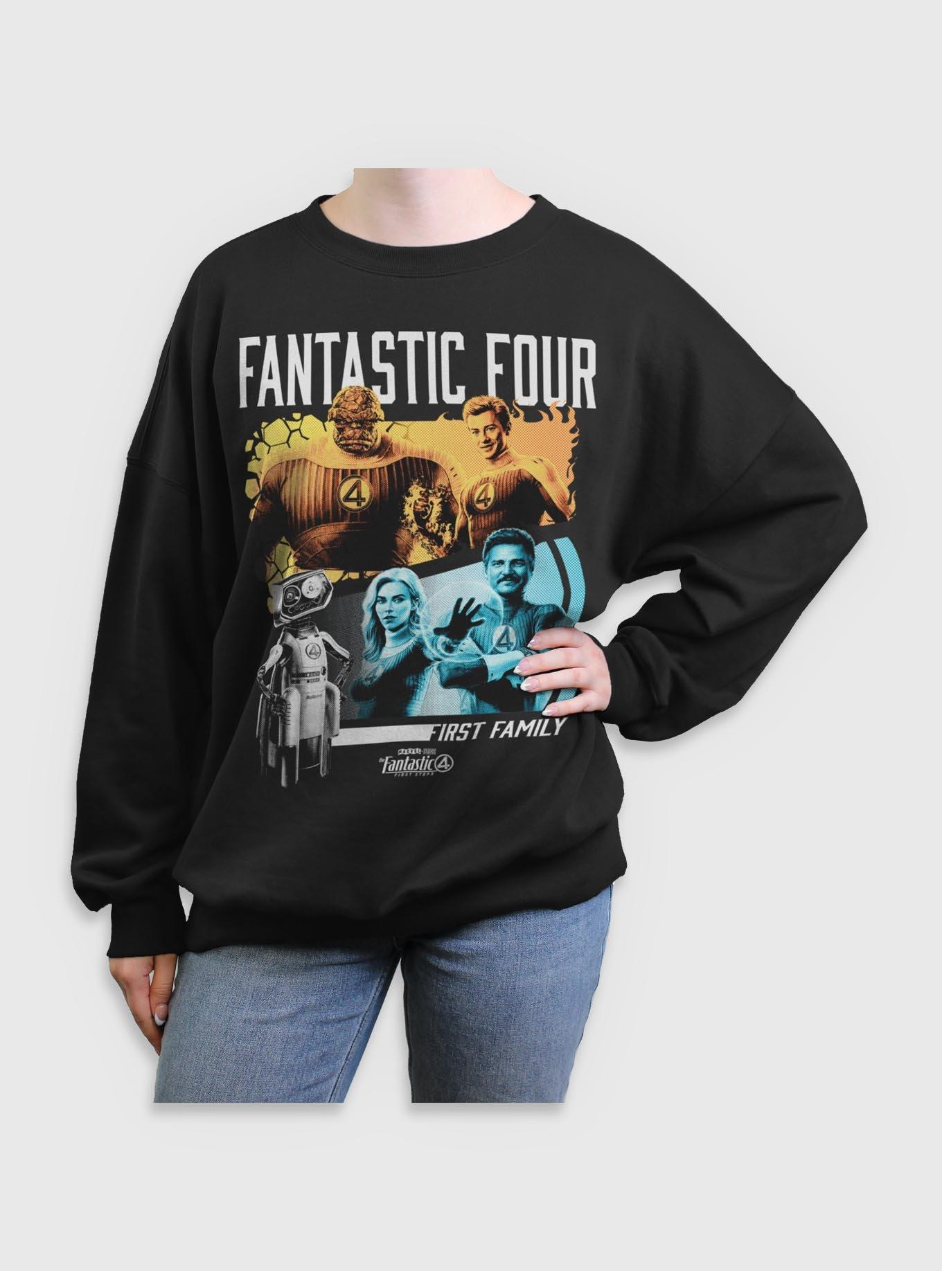 Marvel The Fantastic Four: First Steps First Family & H.E.R.B.I.E. Womens Oversized Sweatshirt