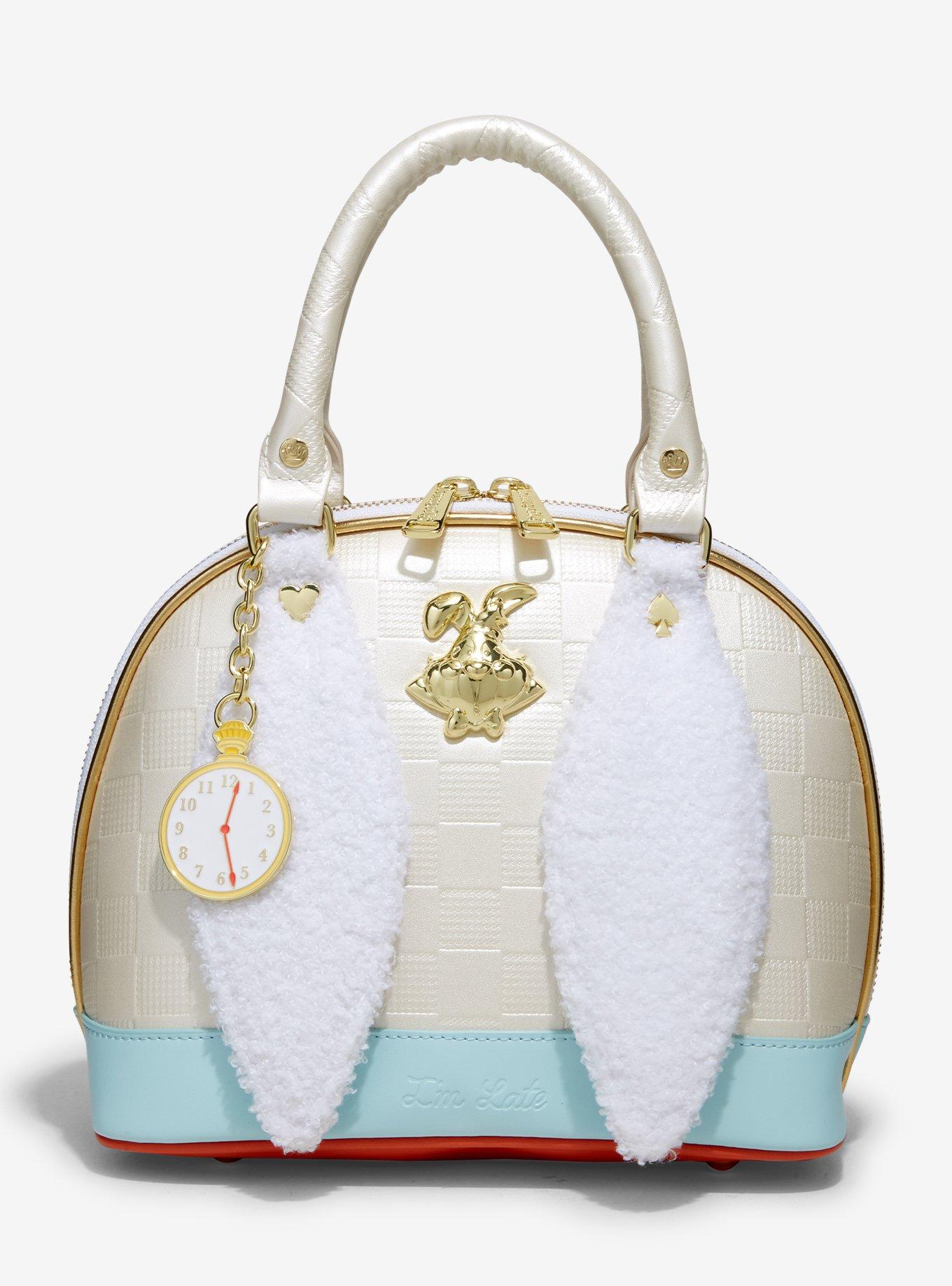 Loungefly Disney Alice In Wonderland White Rabbit Fuzzy Ears Satchel Bag, , hi-res