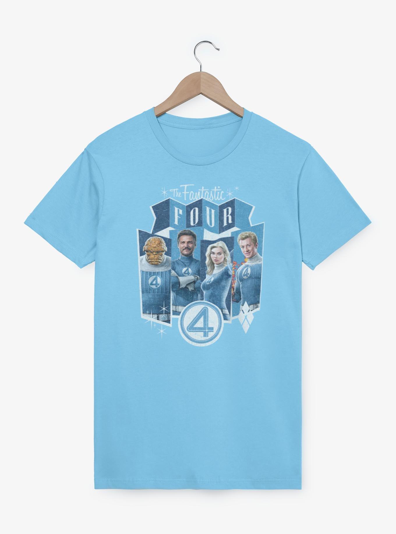 Marvel The Fantastic Four: First Steps Four Heroes Panels T-Shirt, LT BLUE, hi-res view 1