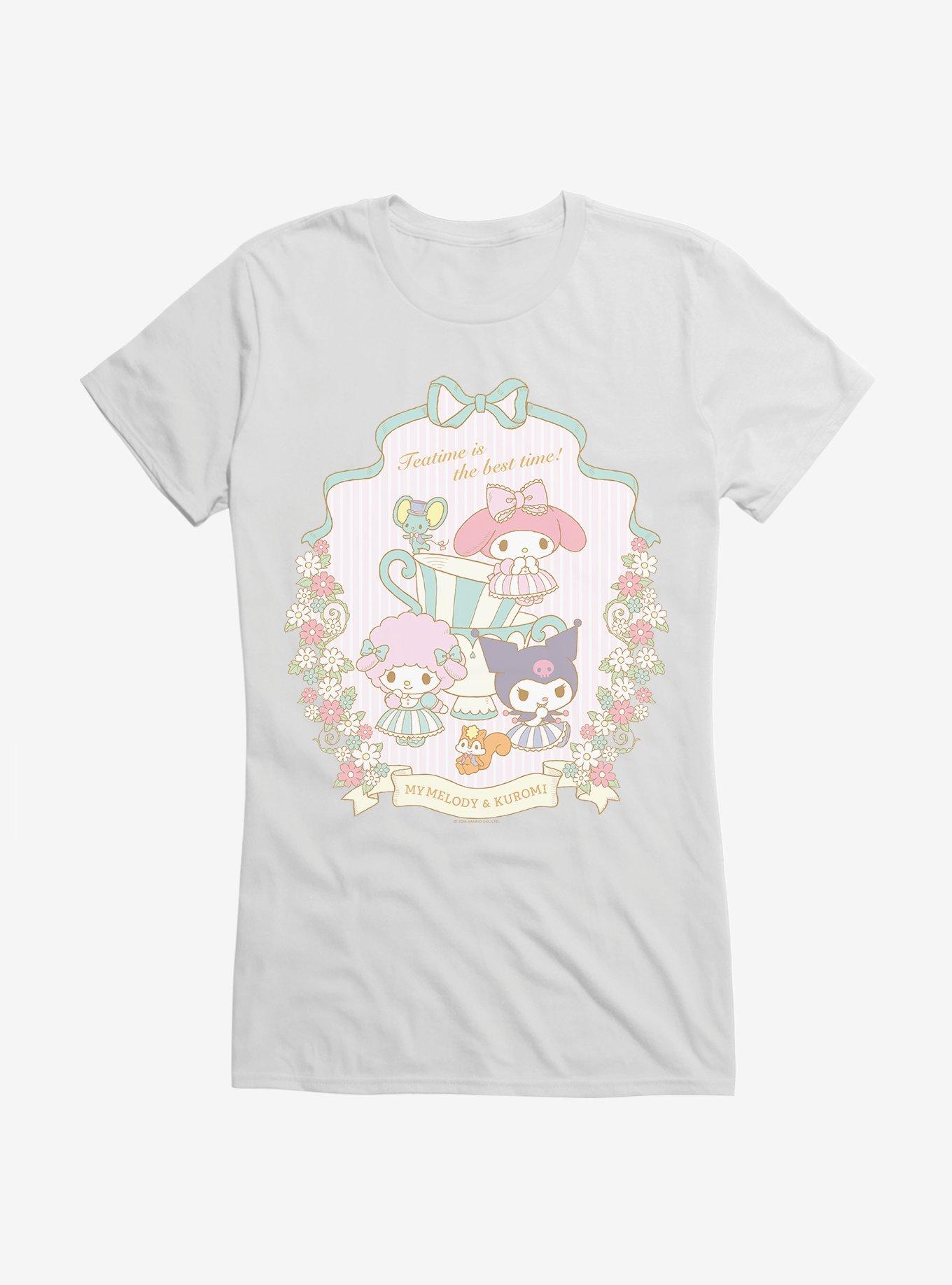 My Melody & Kuromi Tea Time Is The Best Time Girls T-Shirt, WHITE, hi-res